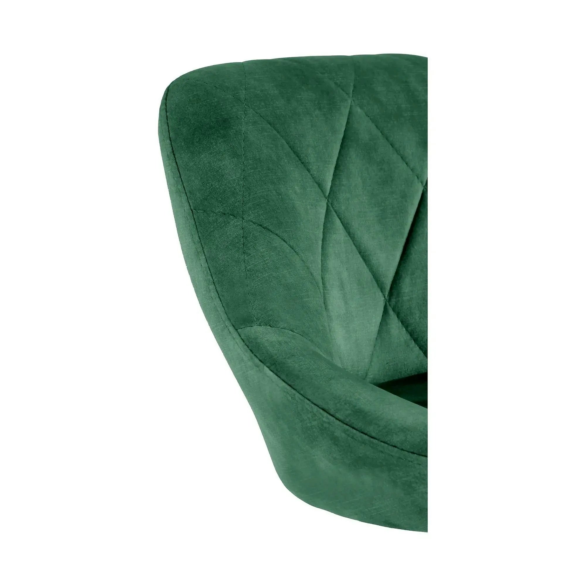 Scaun de bar rotativ H101, verde inchis/negru, stofa catifelata/metal, 47x45x84/106 cm