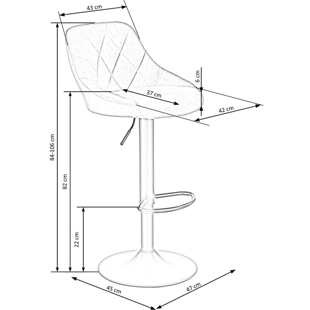 Scaun de bar rotativ H101, verde inchis/negru, stofa catifelata/metal, 47x45x84/106 cm