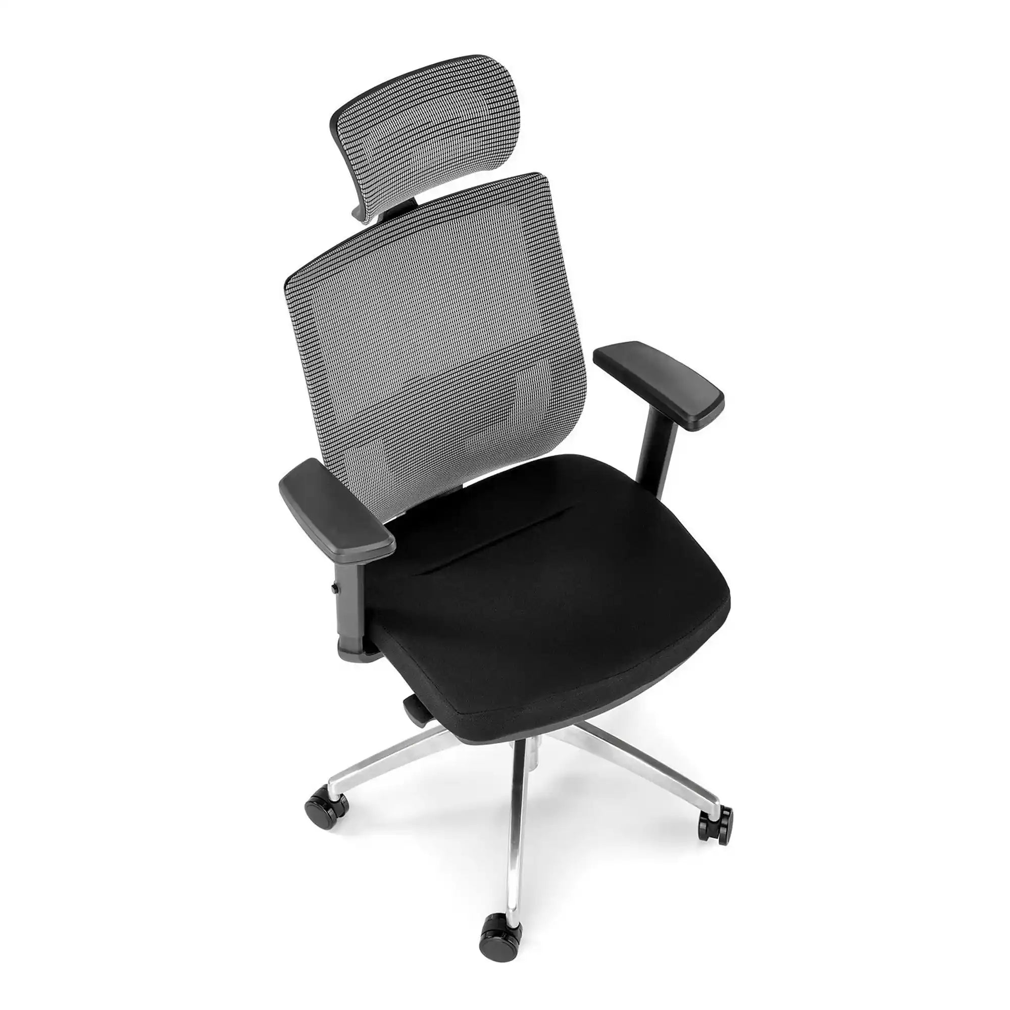 Scaun de birou ADMIRAL, negru/gri, stofa/plasa/aluminiu, 68x60x120/130 cm