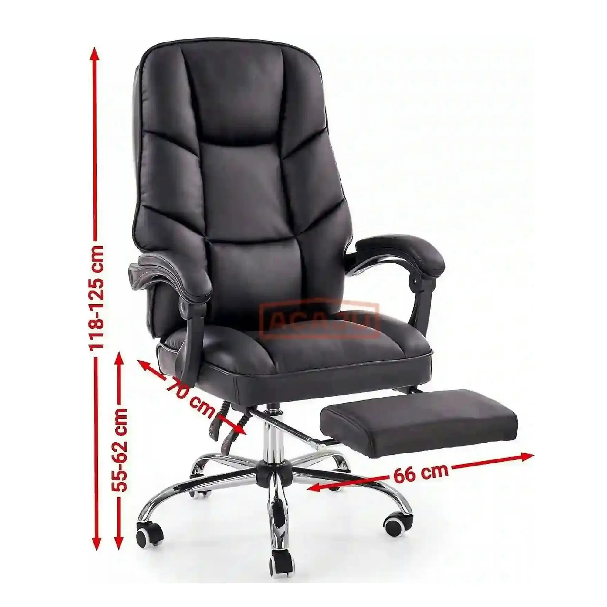 Scaun de birou ALVIN, negru, piele ecologica, 66x70x118/125 cm