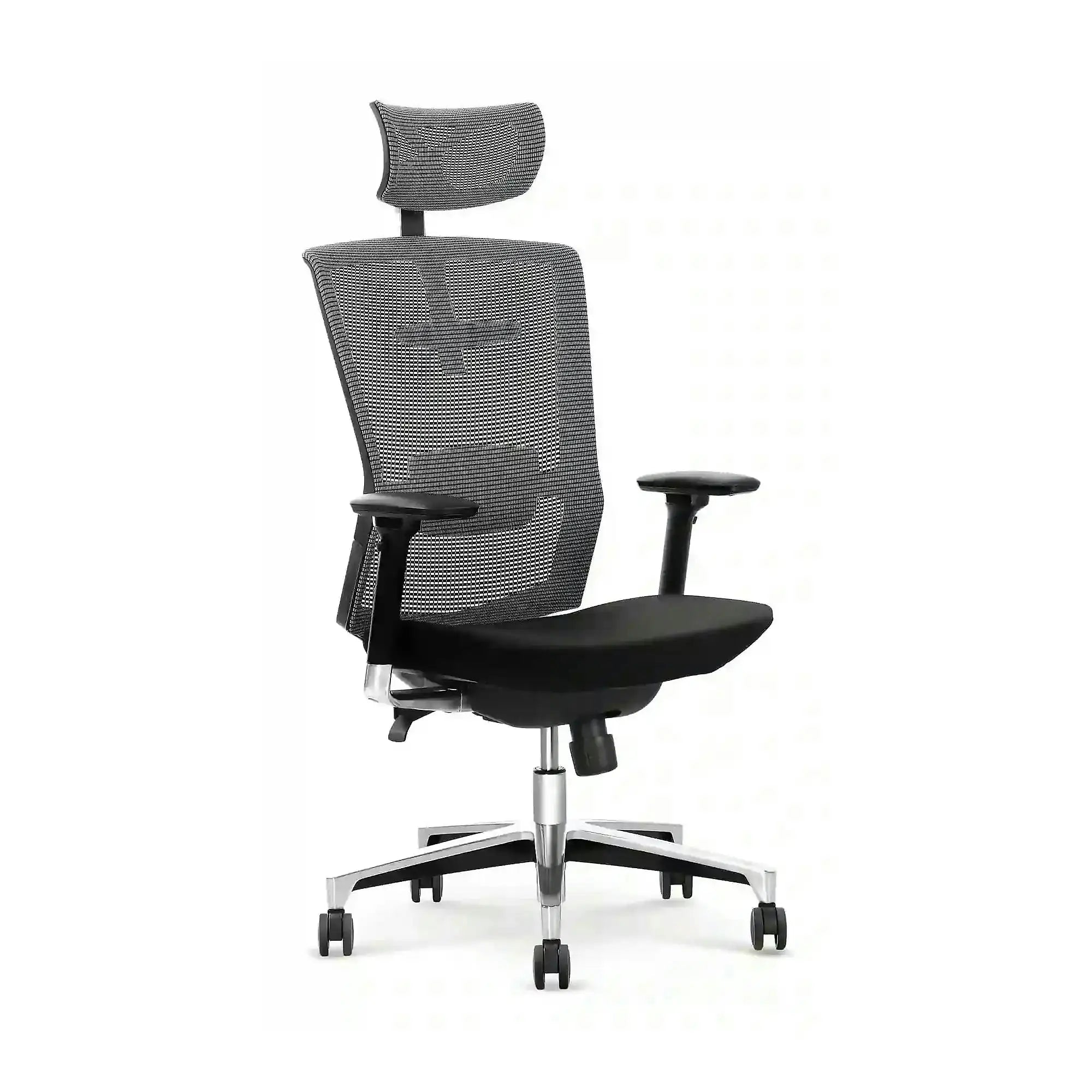 Scaun de birou AMBASADOR, negru/gri, stofa/plasa, 64x63x128/138 cm