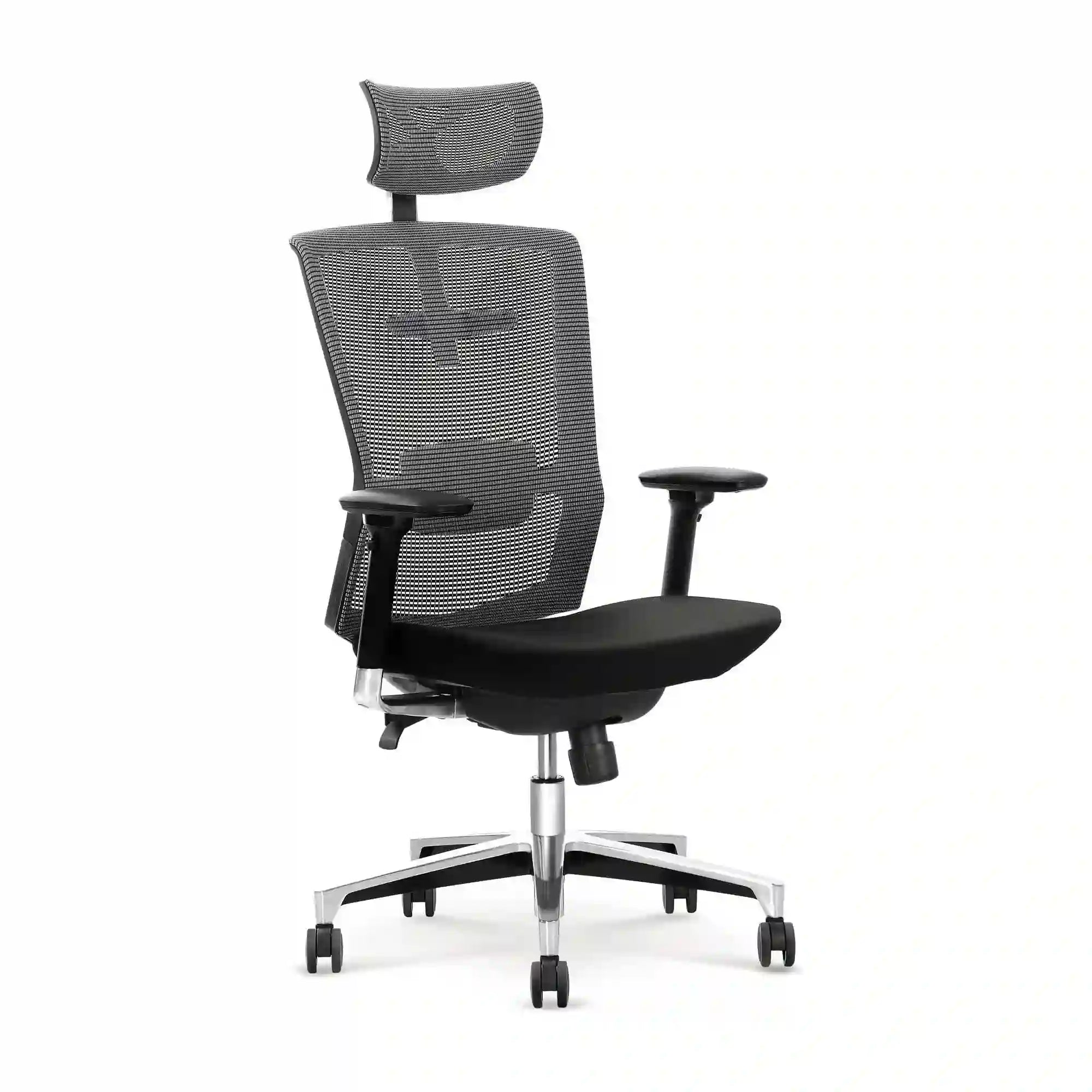 Scaun de birou AMBASADOR, negru/gri, stofa/plasa, 64x63x128/138 cm