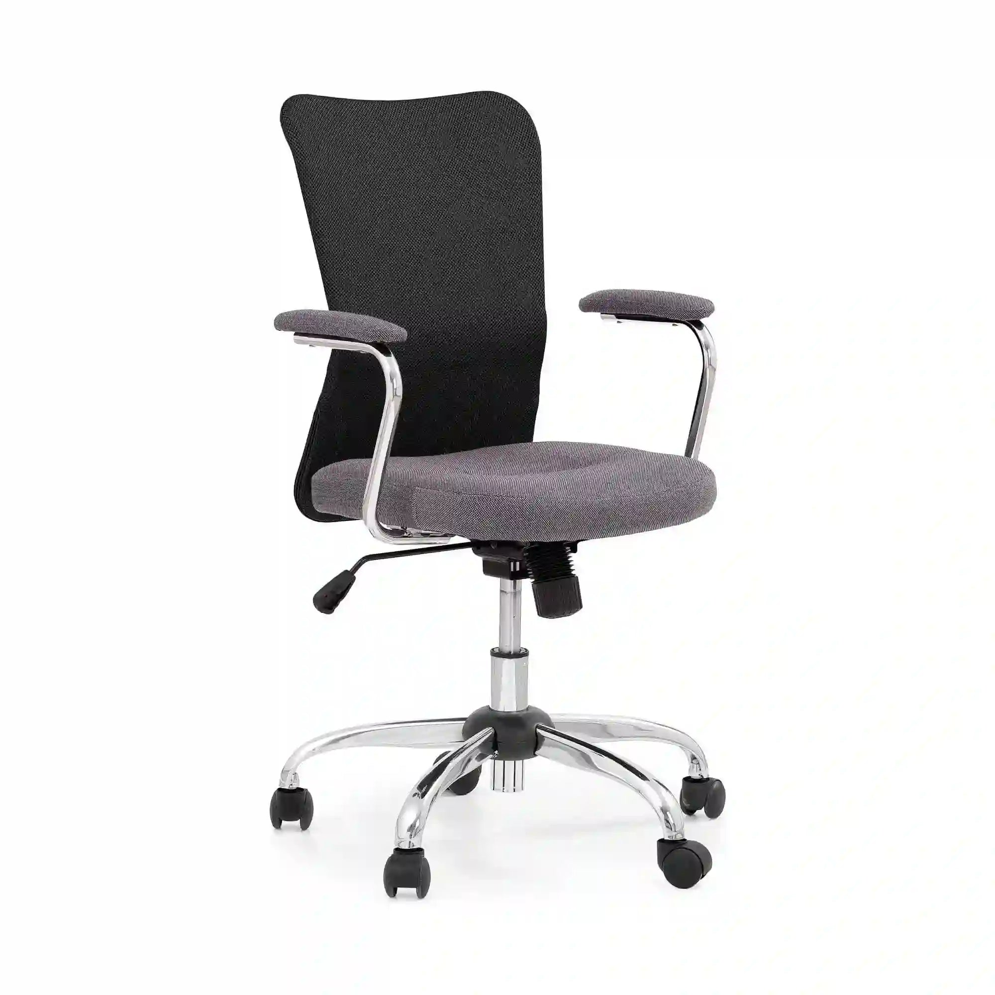 Scaun de birou ANDY, negru/gri/crom, stofa/plasa, 56x56x87/95 cm