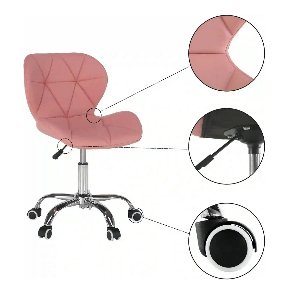 Scaun de birou ARGUS NEW, roz, piele ecologica, 47x56x73/84 cm