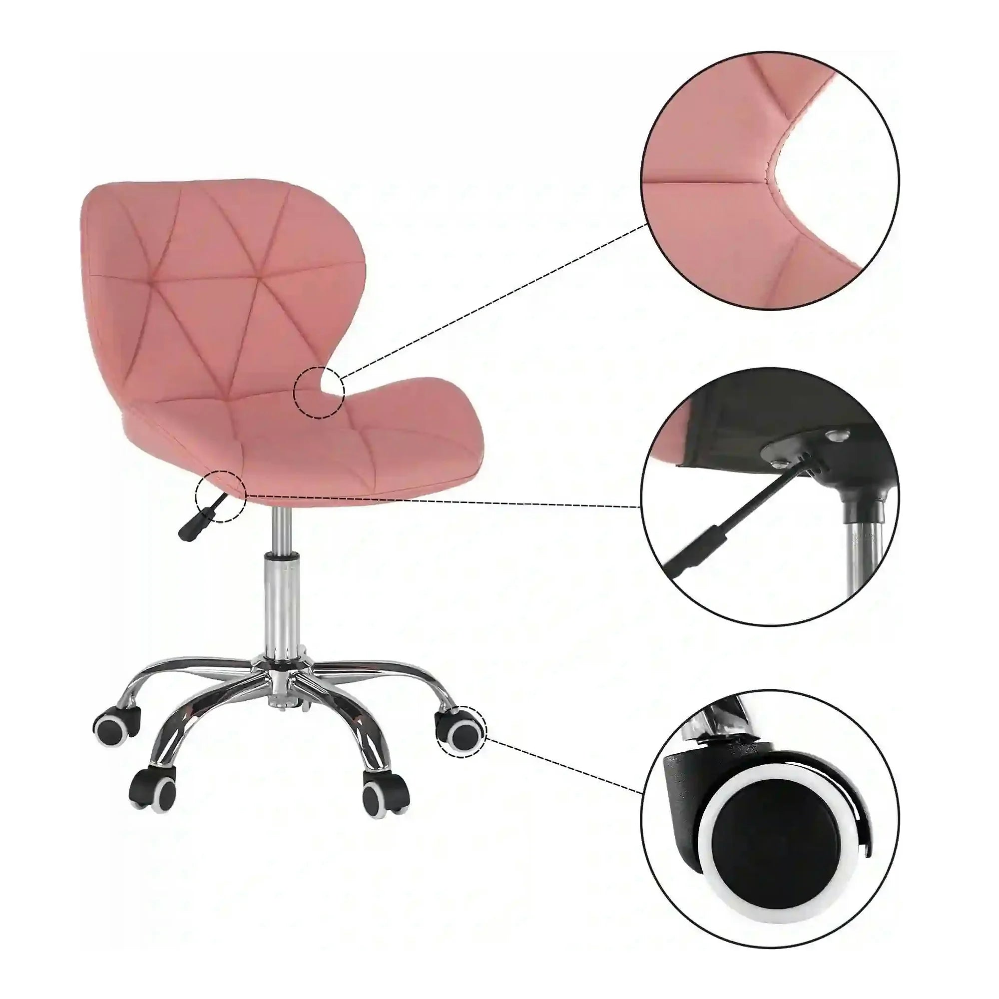 Scaun de birou ARGUS NEW, roz, piele ecologica, 47x56x73/84 cm