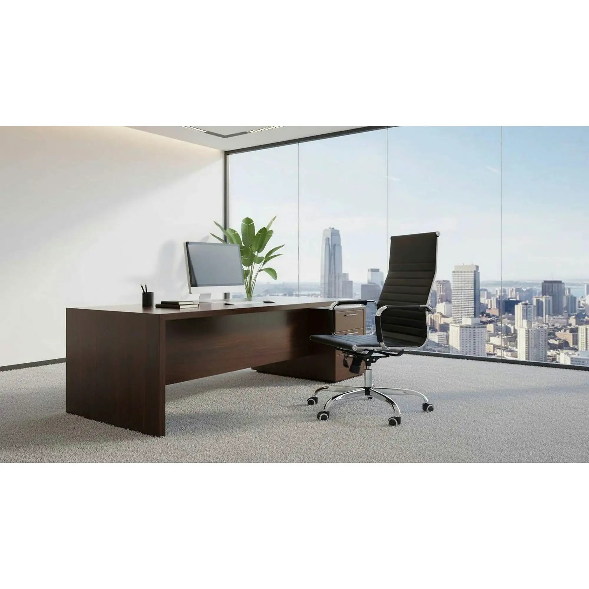 Scaun de birou AZURE 2 NEW, negru/crom, piele ecologica/metal, 63x55x106/114 cm