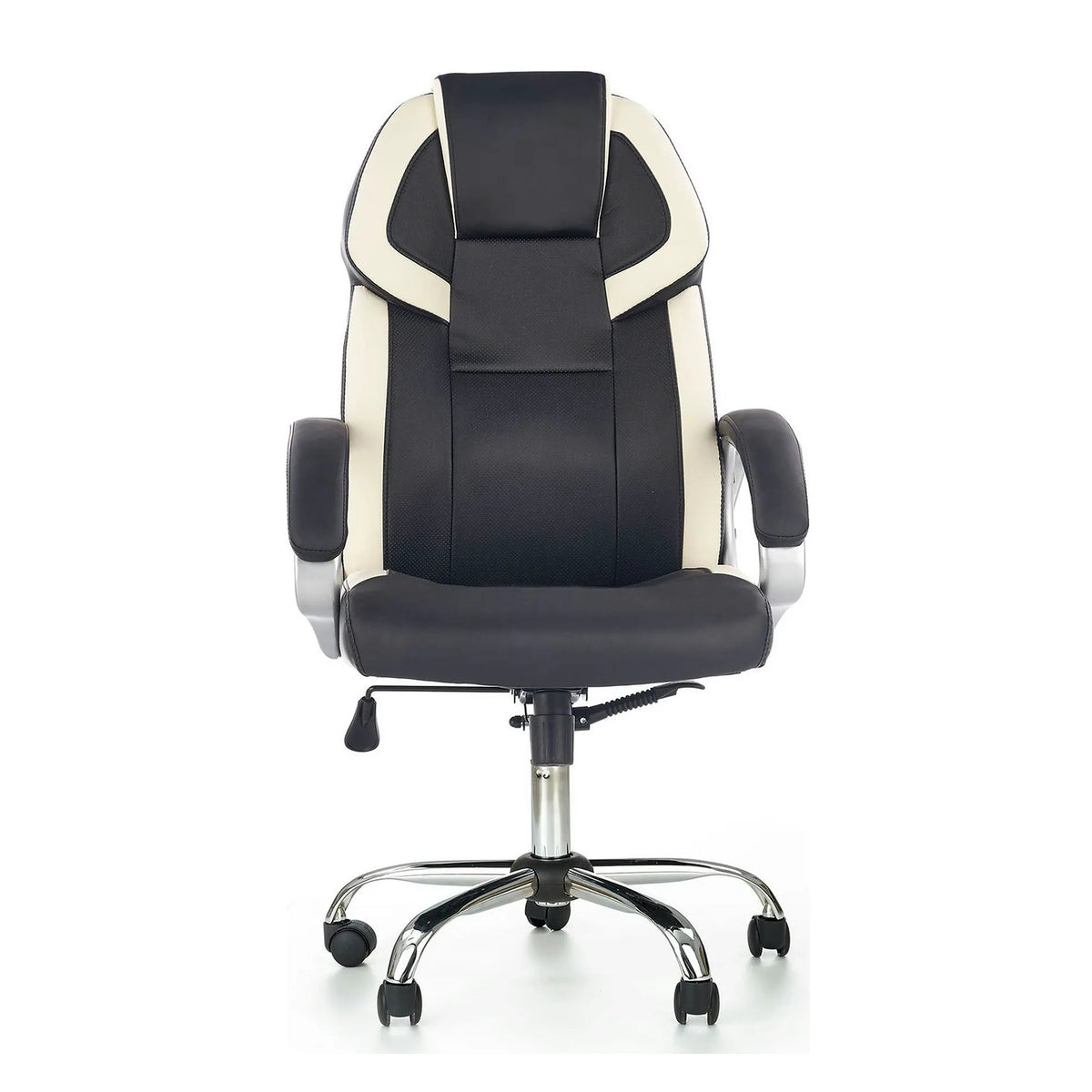 Scaun de birou BARTON, negru/alb, piele ecologica perforata, 64x68x115/123 cm