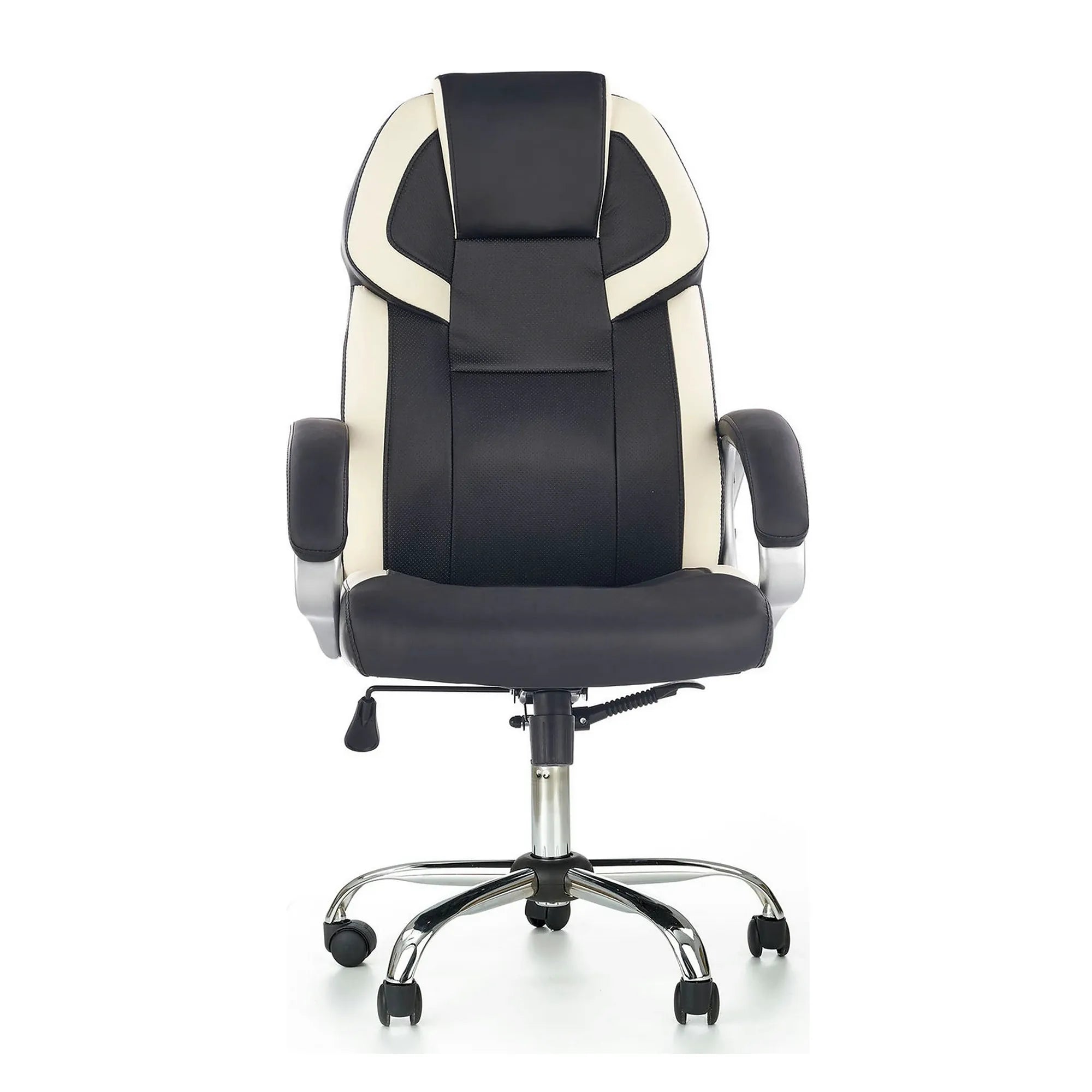 Scaun de birou BARTON, negru/alb, piele ecologica perforata, 64x68x115/123 cm
