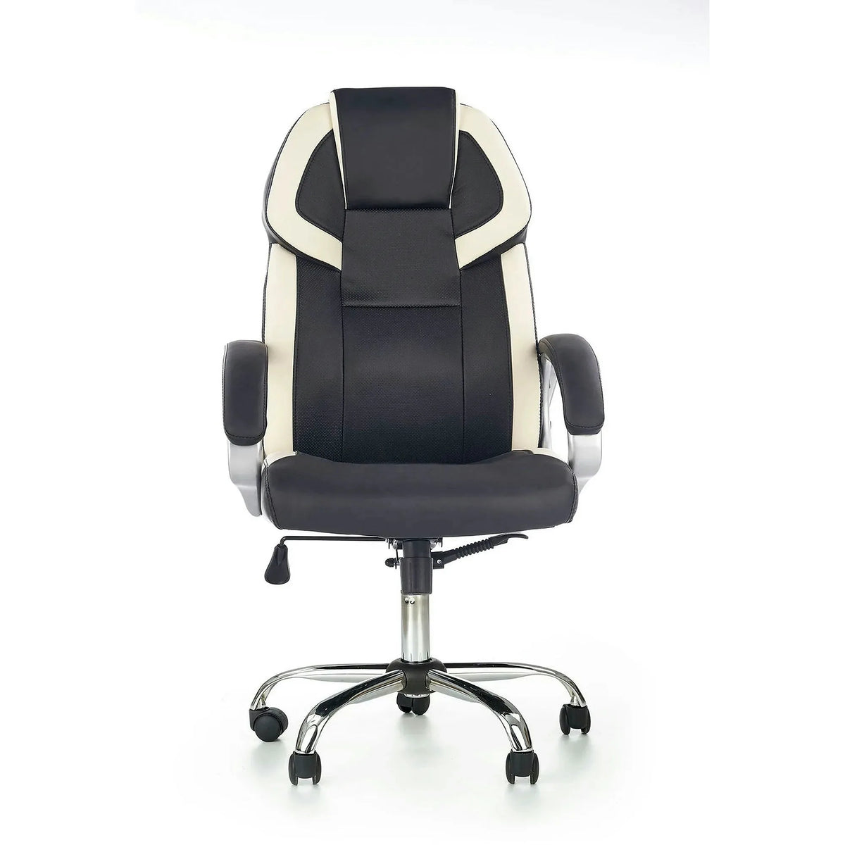 Scaun de birou BARTON, negru/alb, piele ecologica perforata, 64x68x115/123 cm
