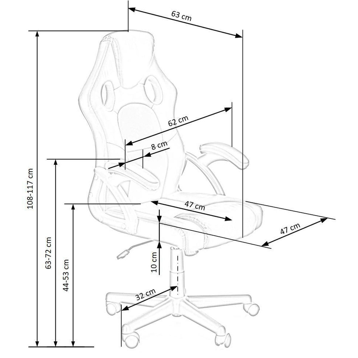 Scaun de birou BERKEL, negru/rosu, piele ecologica/stofa, 62x63x108/117 cm