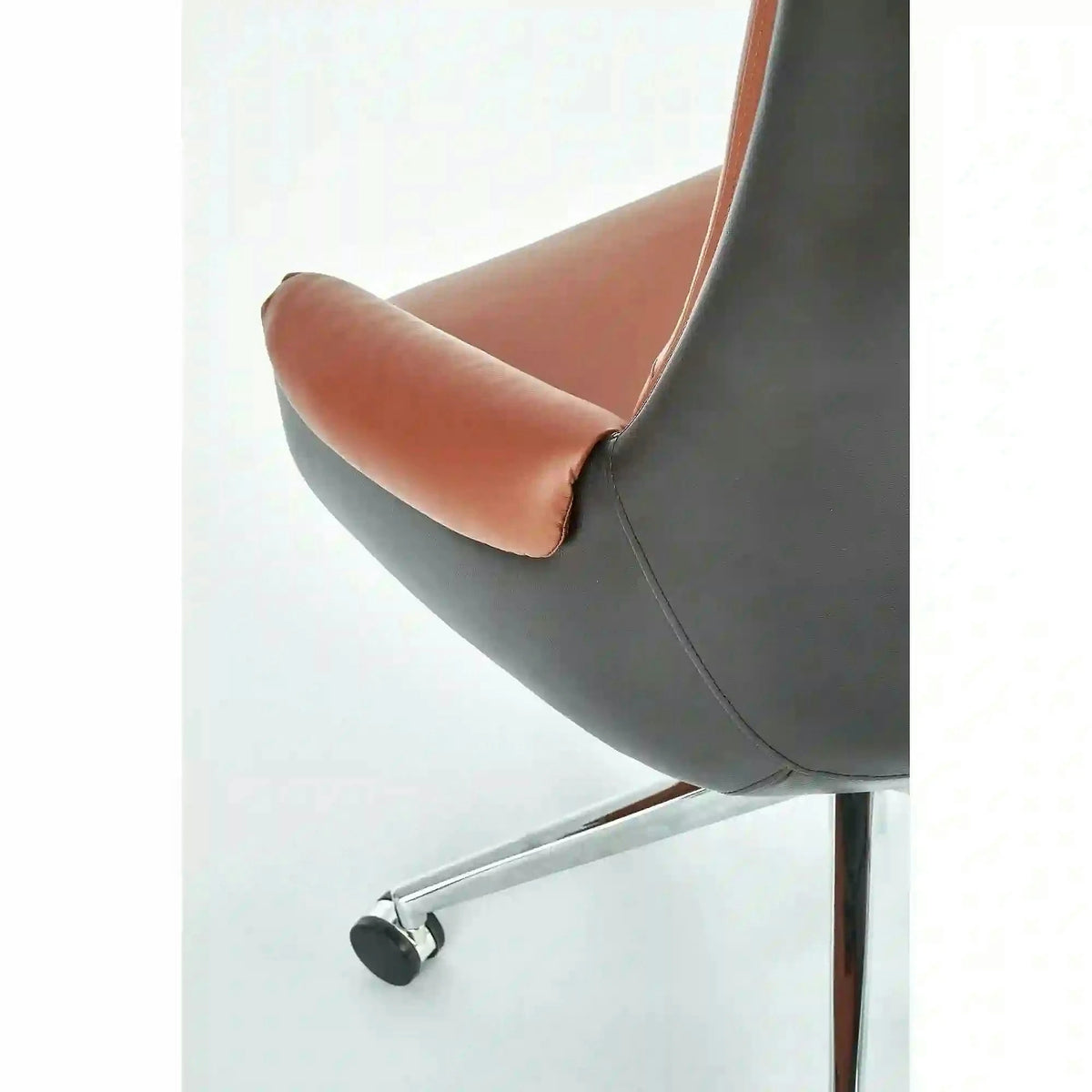 Scaun de birou CALVANO, maro/negru/crom, piele ecologica/metal, 73x73x120/130 cm