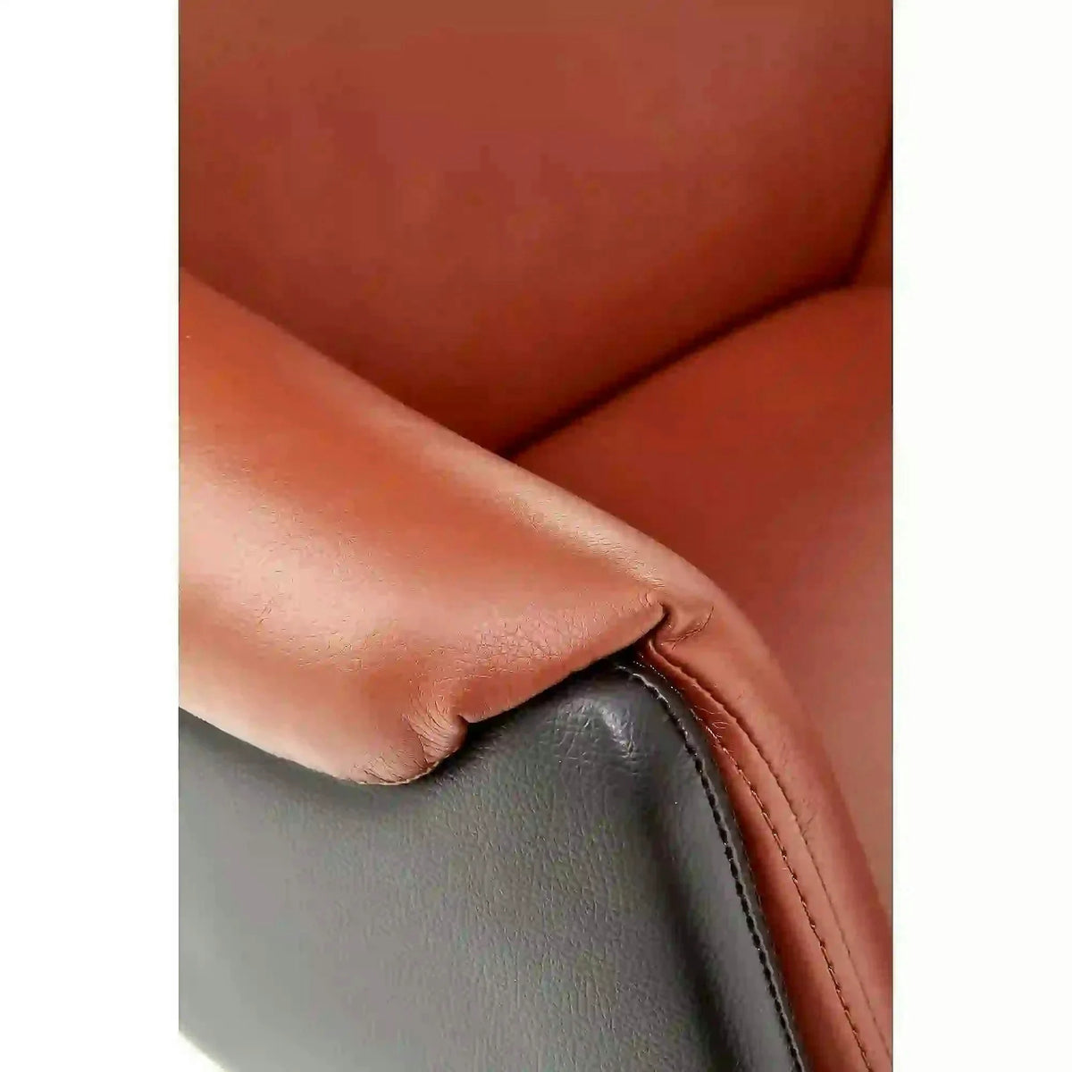 Scaun de birou CALVANO, maro/negru/crom, piele ecologica/metal, 73x73x120/130 cm