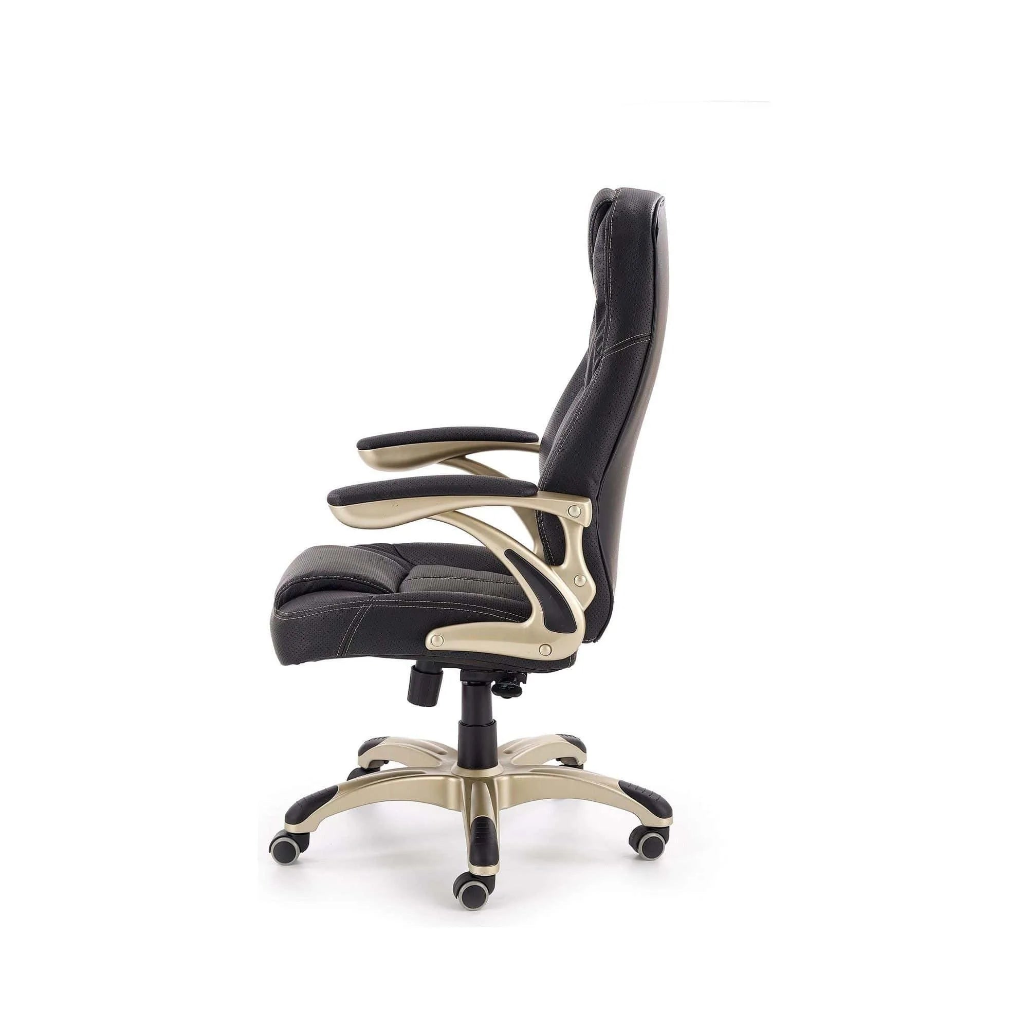 Scaun de birou CARLOS, negru, piele ecologica perforata/plastic, 66x70x106/114 cm