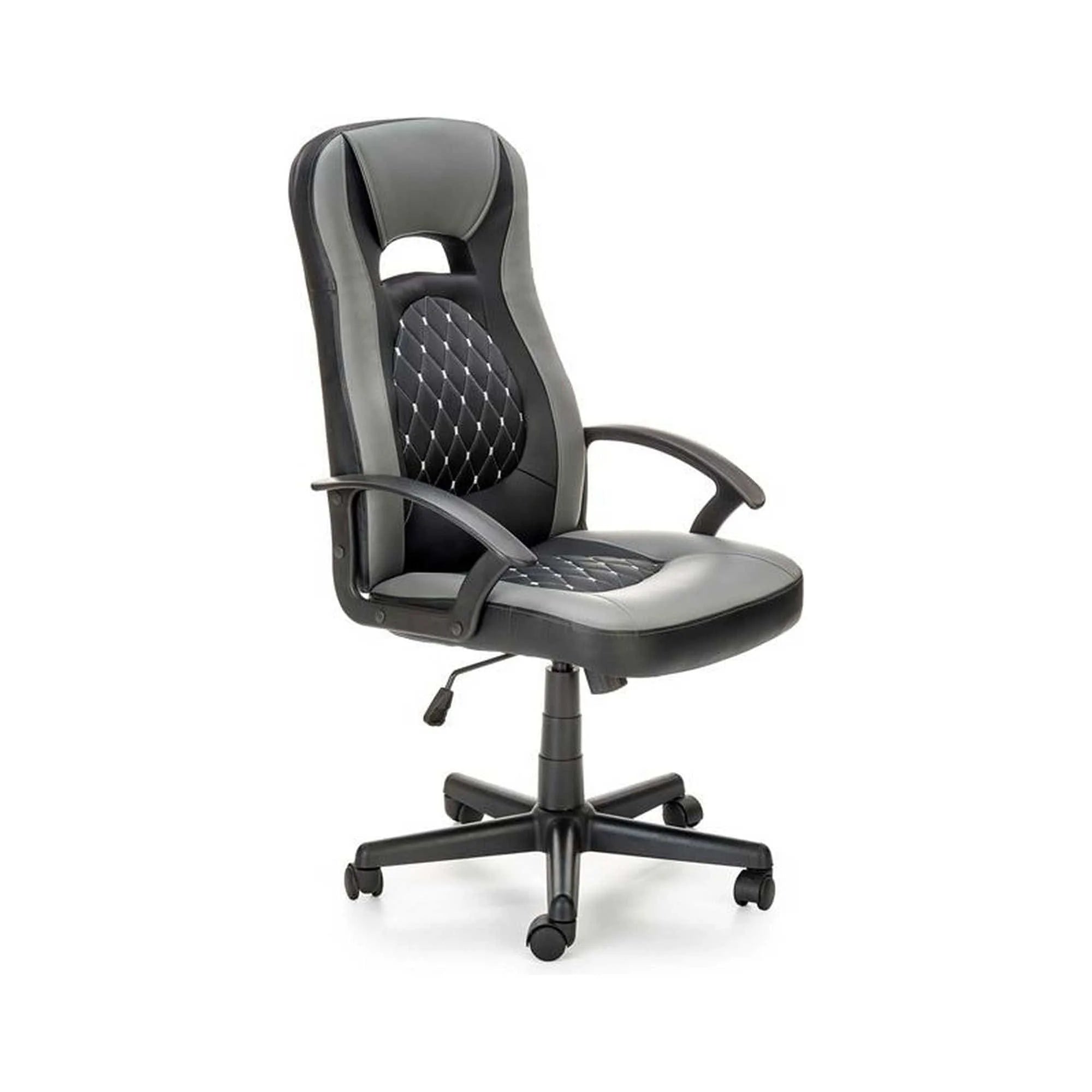 Scaun de birou CASTANO, negru/gri, piele ecologica/stofa, 60x64x107/117 cm