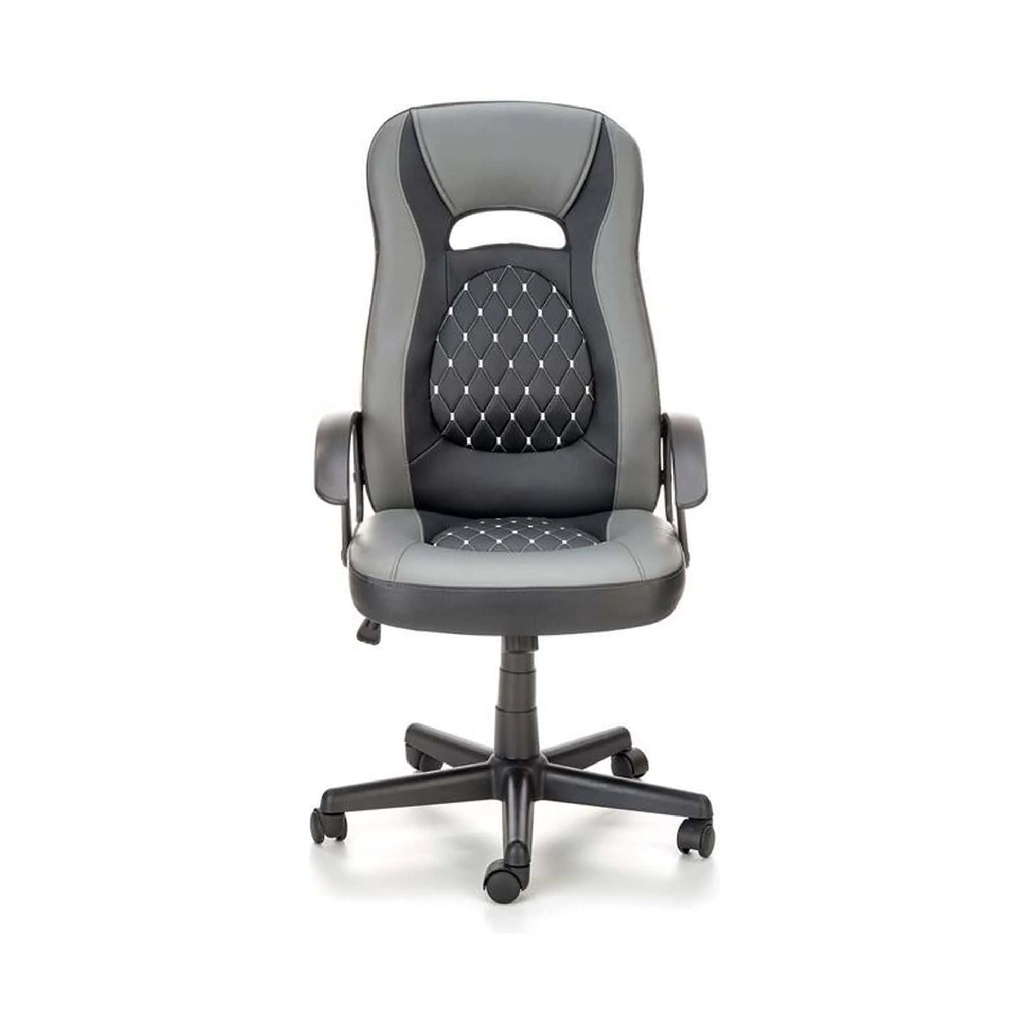 Scaun de birou CASTANO, negru/gri, piele ecologica/stofa, 60x64x107/117 cm