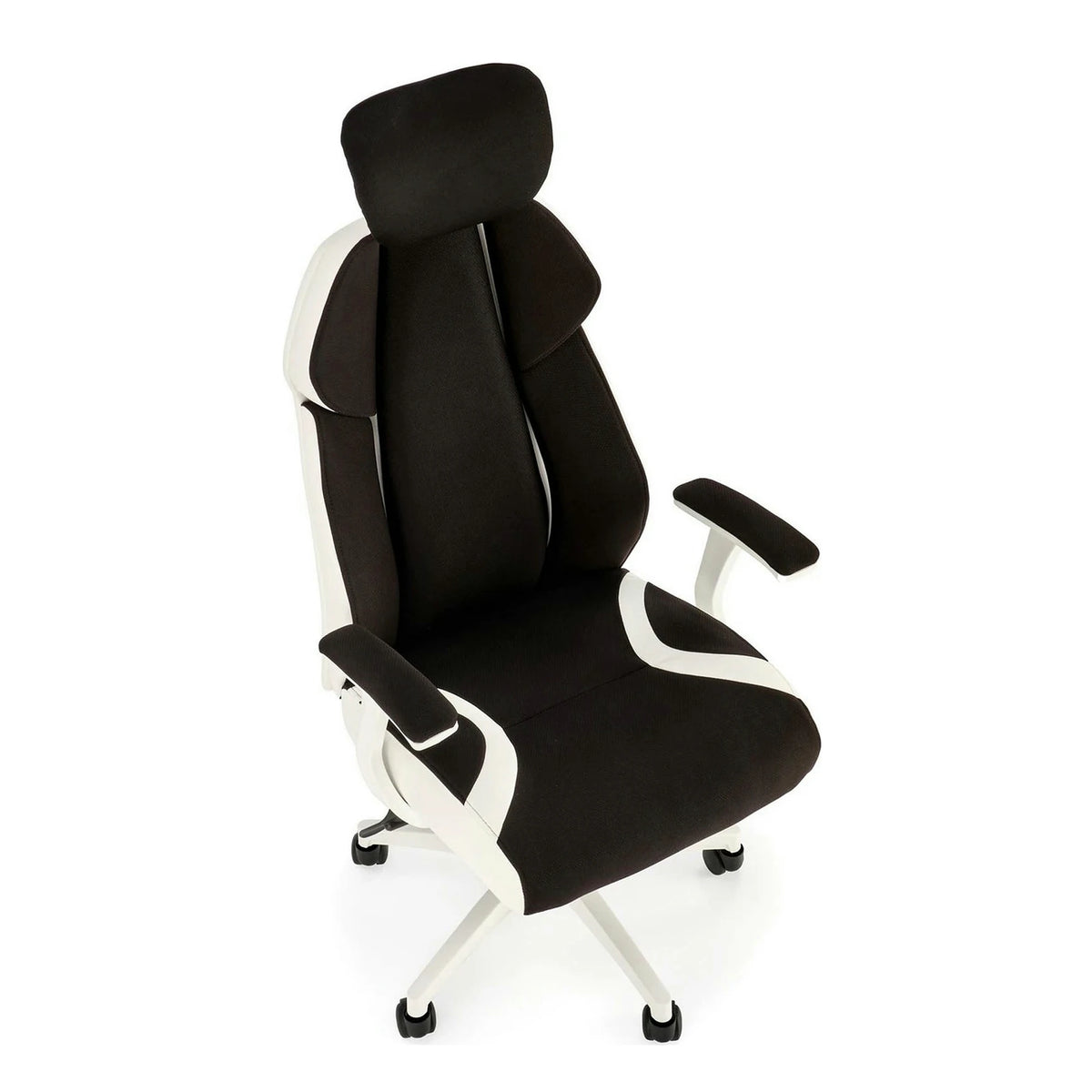 Scaun de birou CHRONO, negru/alb, stofa/piele ecologica, 65x70x120/128 cm