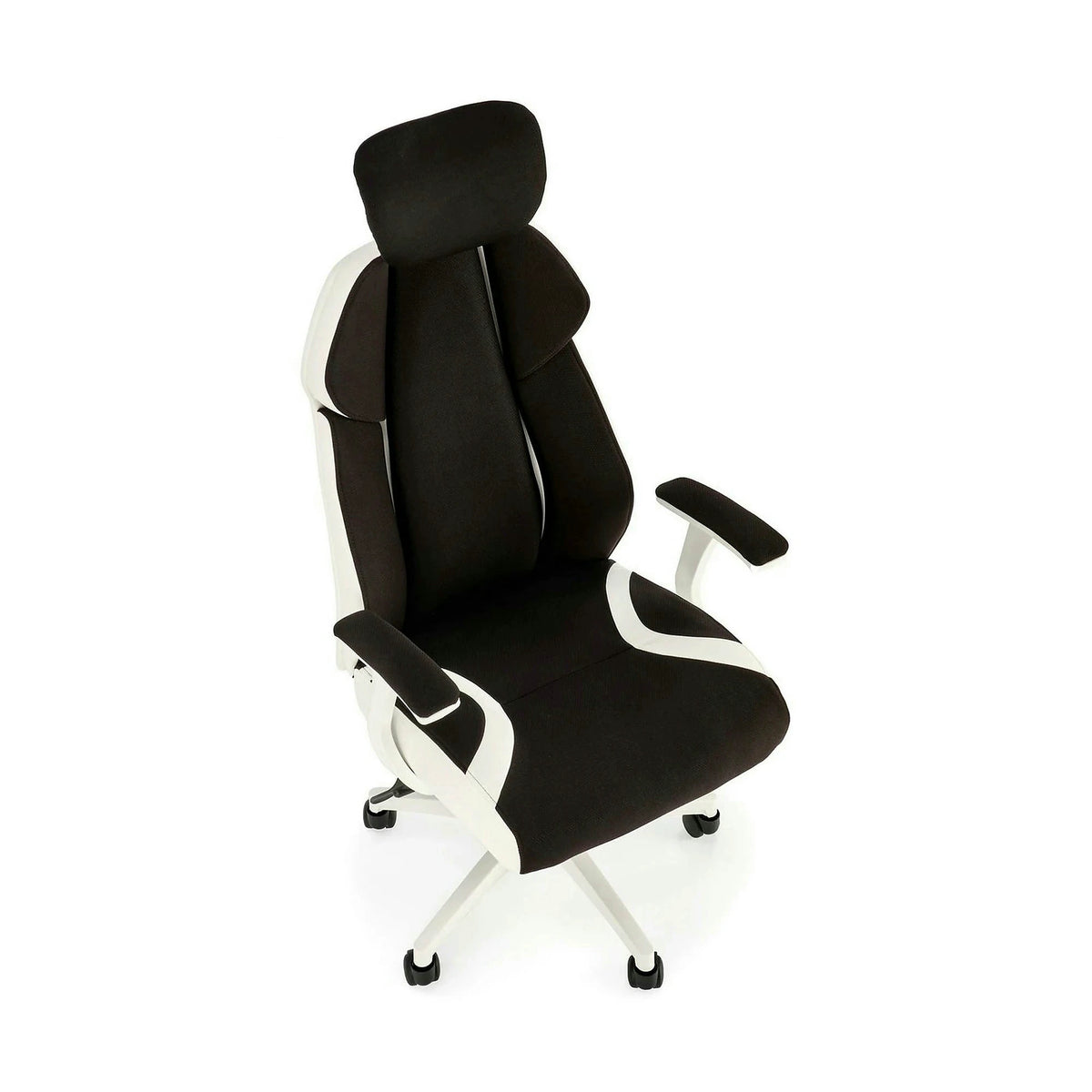 Scaun de birou CHRONO, negru/alb, stofa/piele ecologica, 65x70x120/128 cm