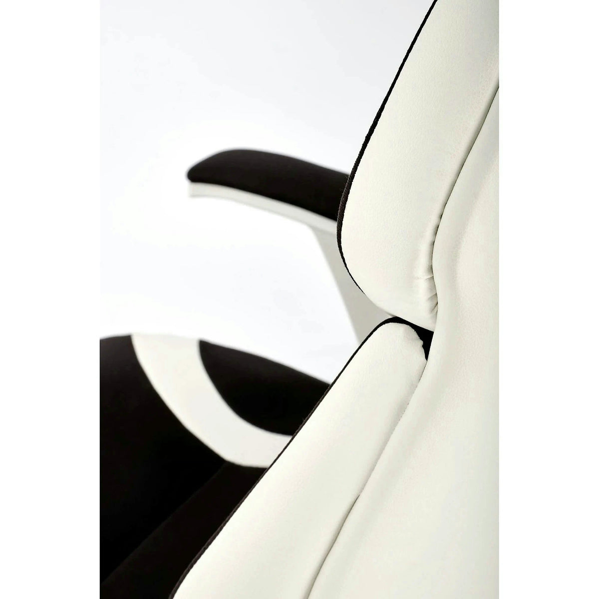 Scaun de birou CHRONO, negru/alb, stofa/piele ecologica, 65x70x120/128 cm