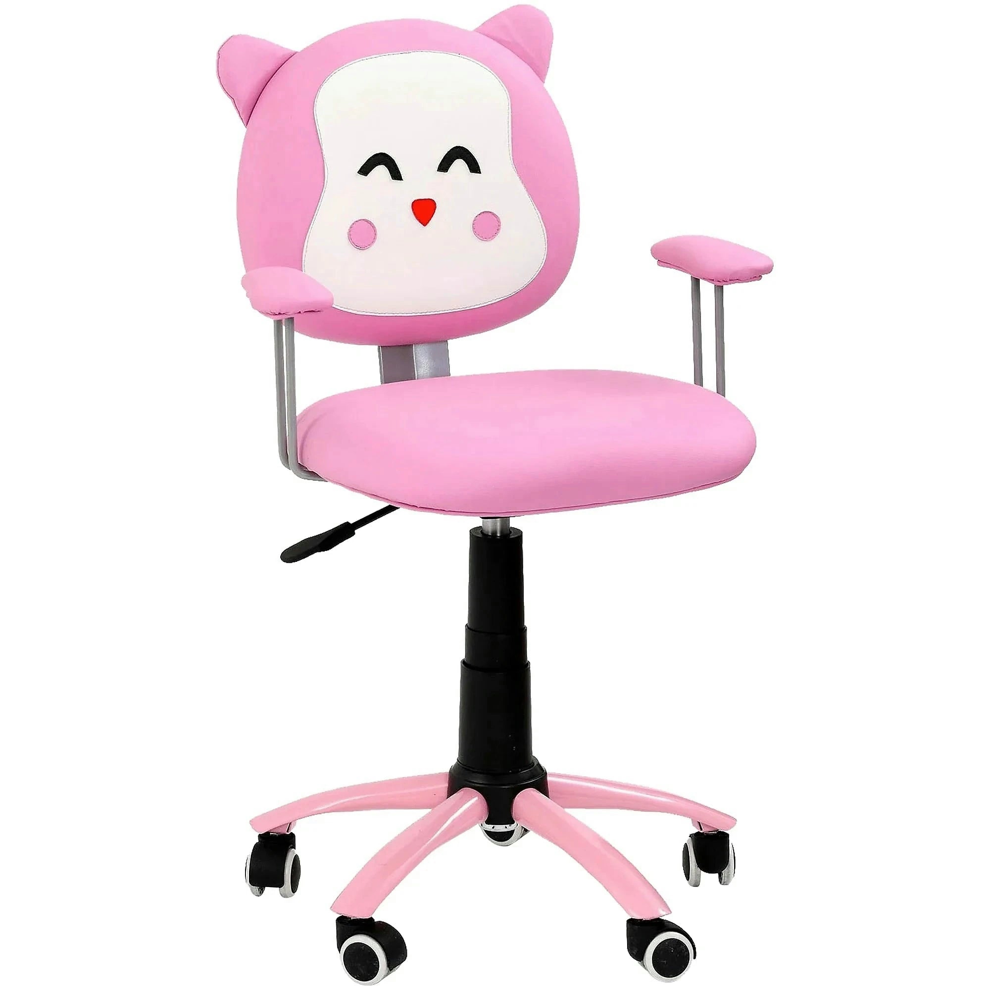 Scaun de birou copii roz KITTY, piele ecologica, 54x49x76/86 cm