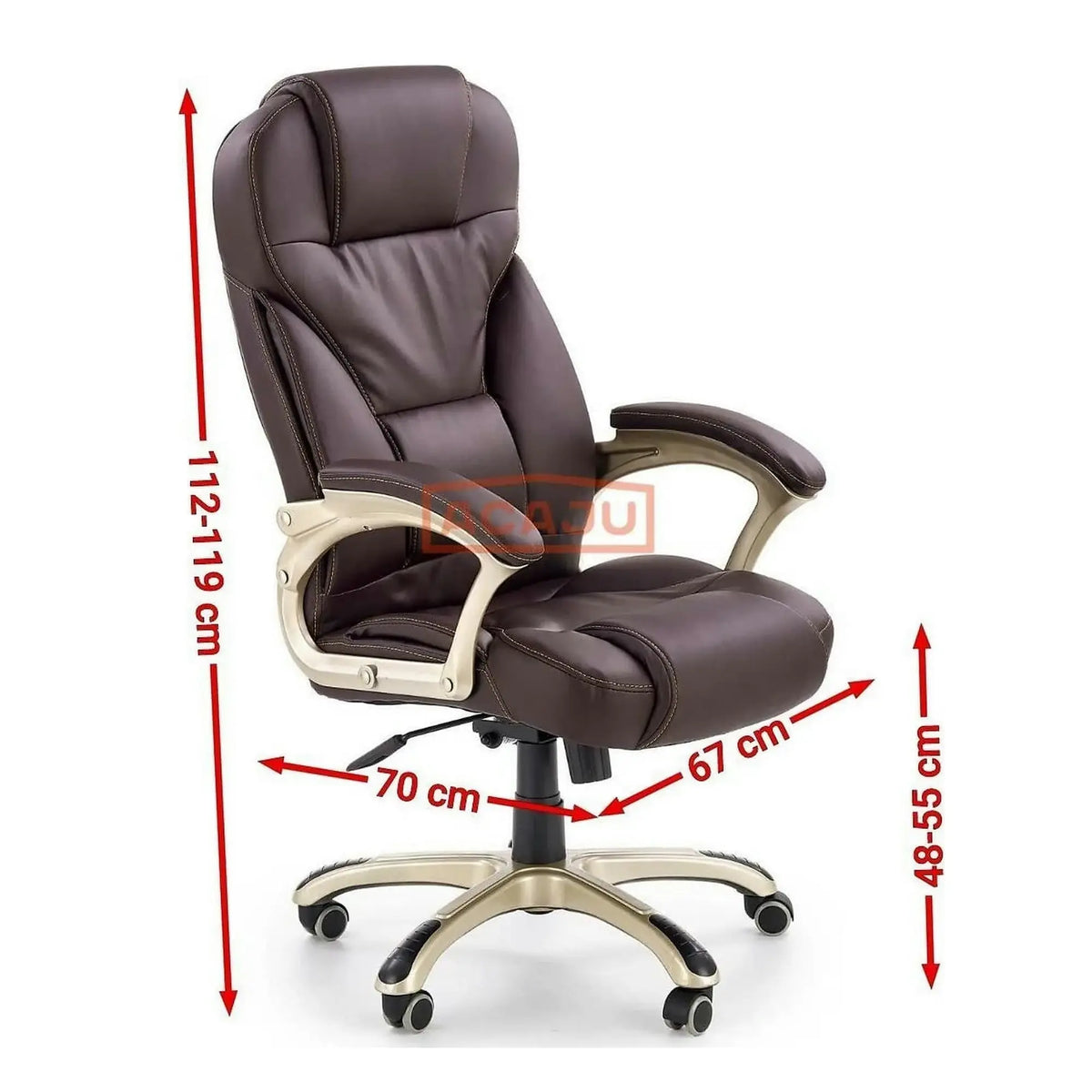 Scaun de birou DESMOND, maro inchis, piele ecologica, 67x70x112/119 cm
