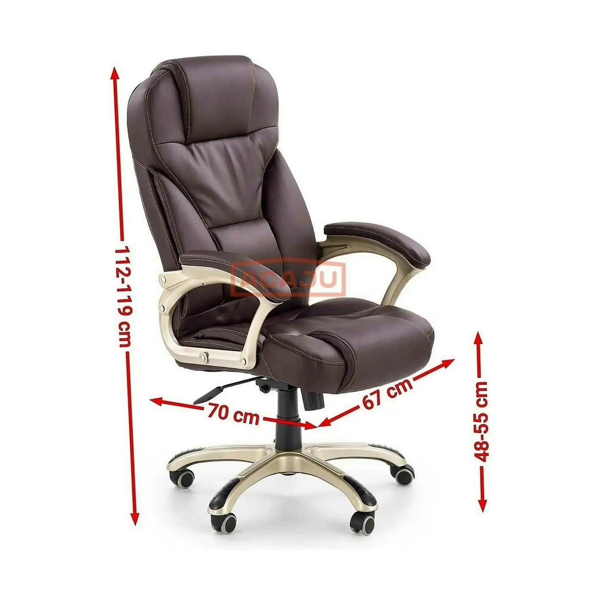 Scaun de birou DESMOND, maro inchis, piele ecologica, 67x70x112/119 cm