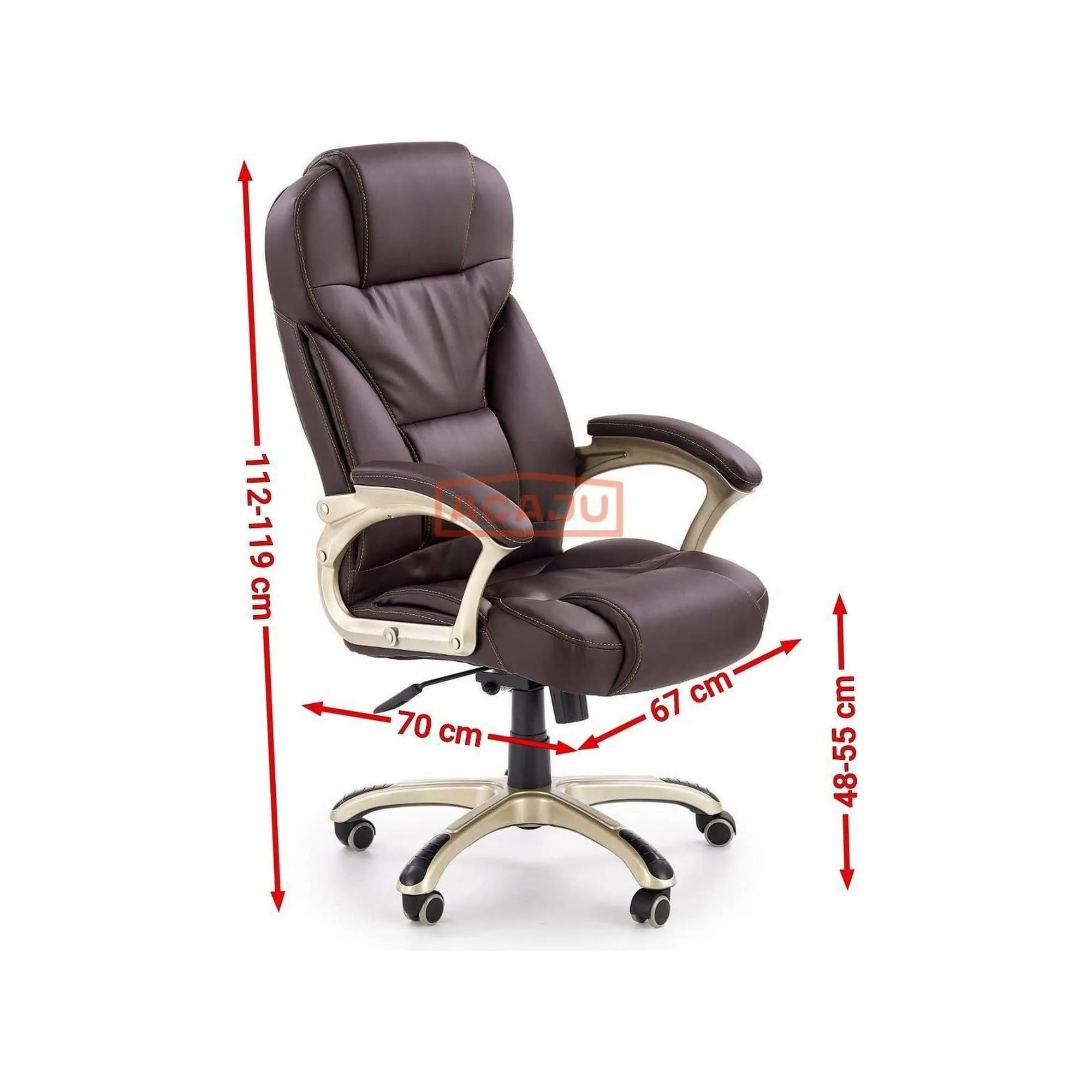 Scaun de birou DESMOND, maro inchis, piele ecologica, 67x70x112/119 cm