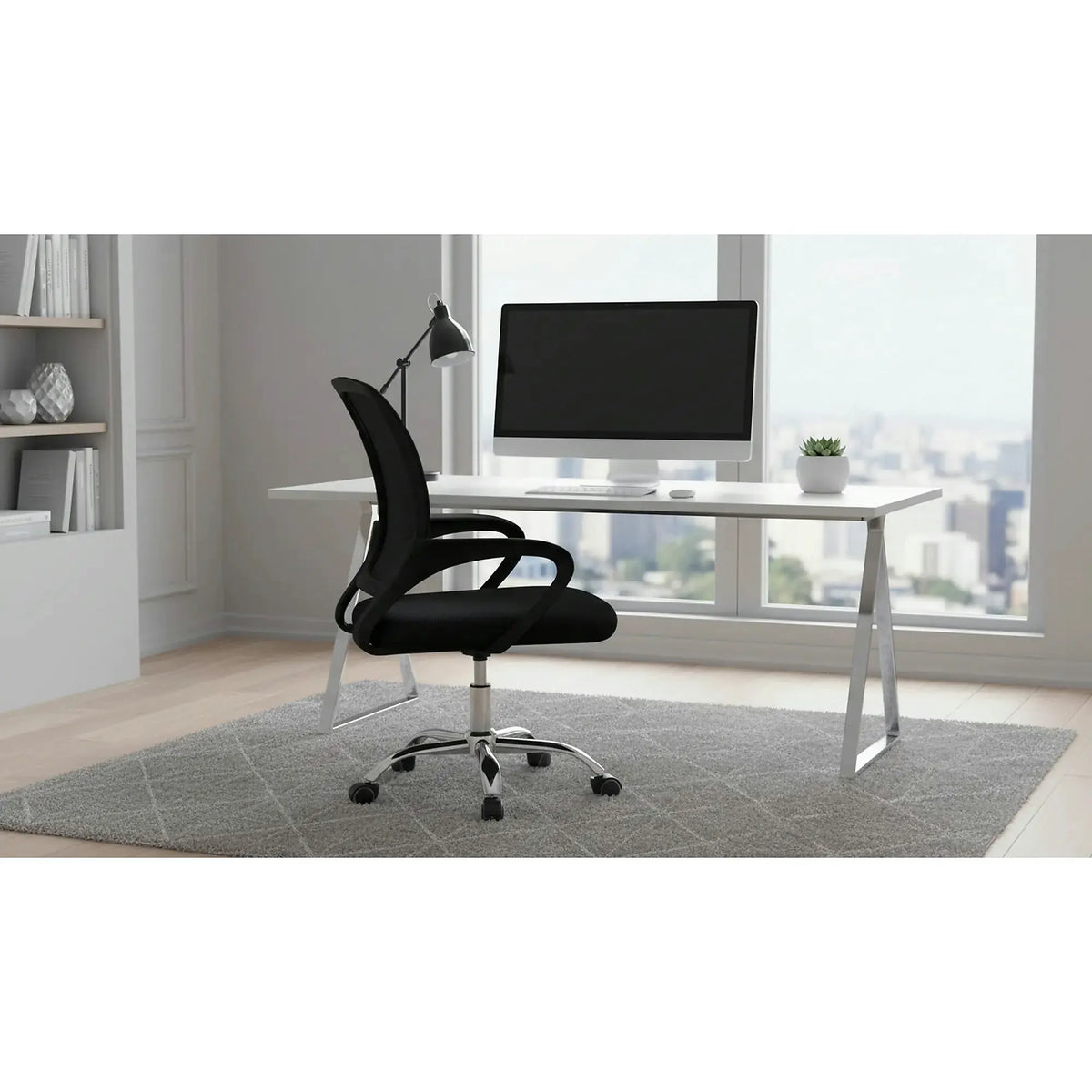 Scaun de birou DEX 4 NEW, negru, material textil/plasă, 57x55x86-94 cm