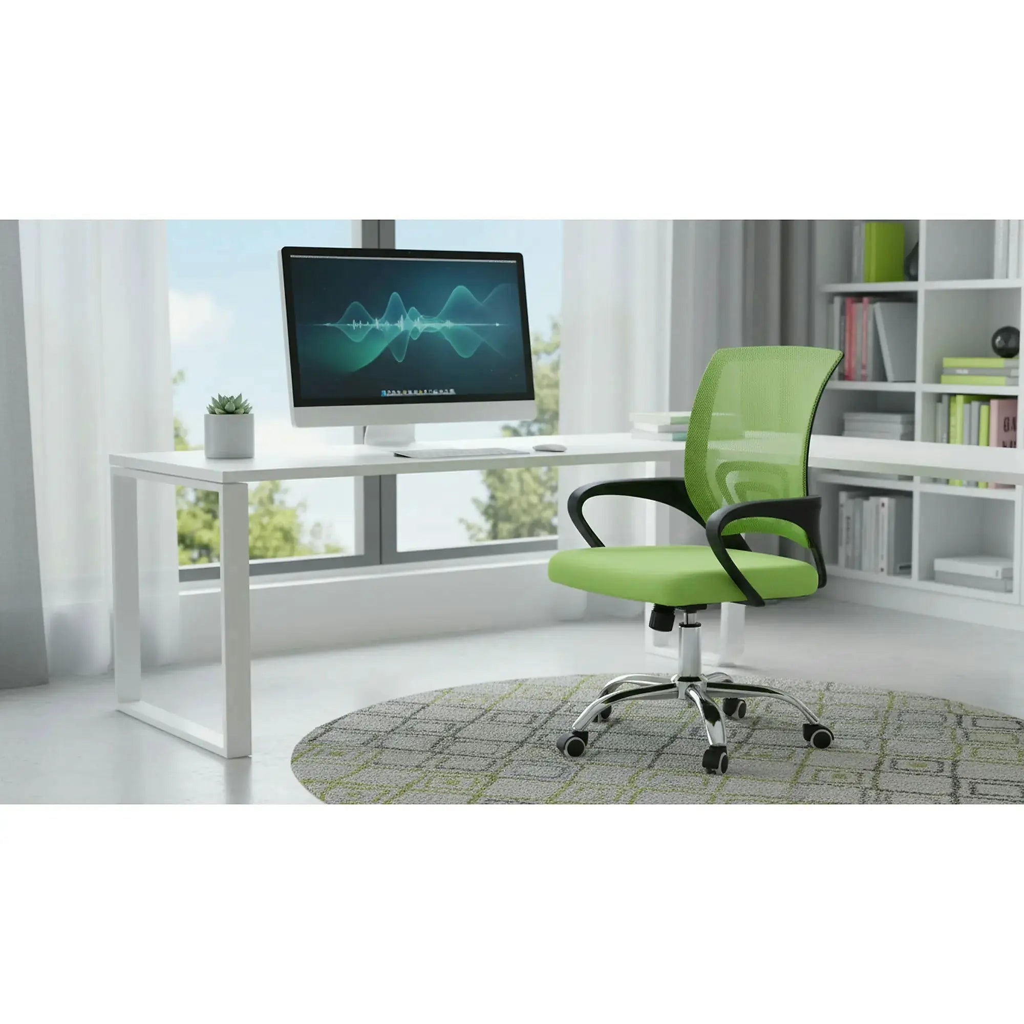 Scaun de birou DEX 4 NEW, verde/negru, material textil/plasă, 57x55x86-94 cm