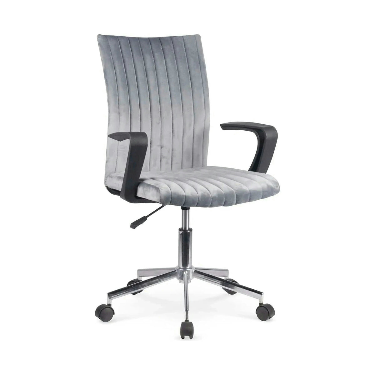 Scaun de birou DORAL, gri/negru/crom, stofa catifelata/metal, 55x58x88/97 cm