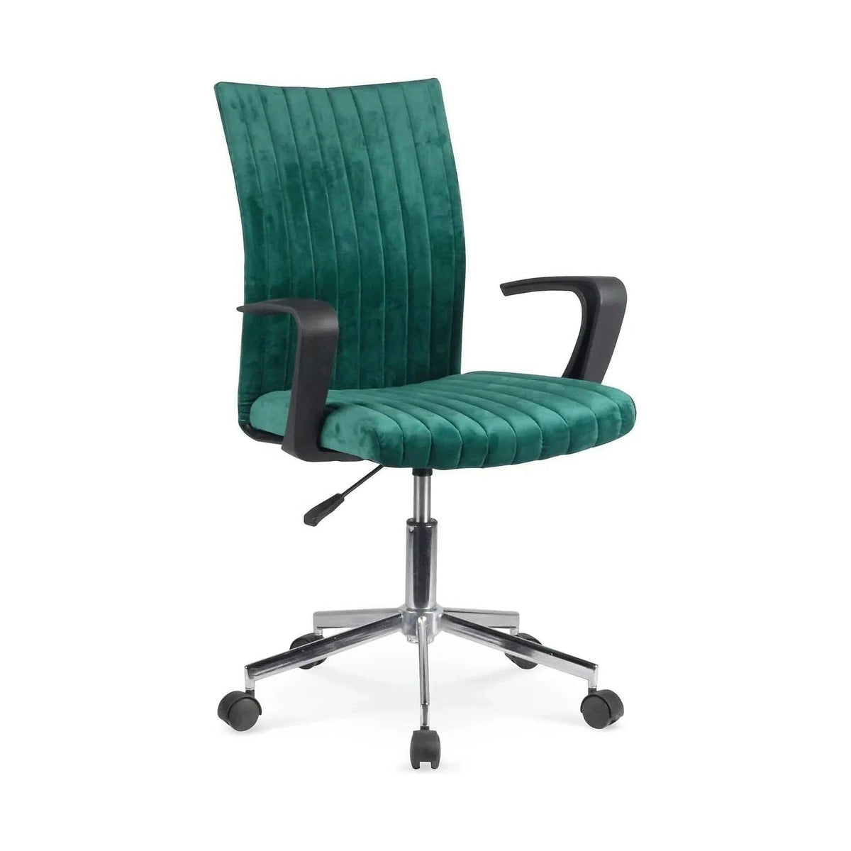 Scaun de birou DORAL, verde inchis/negru/crom, stofa catifelata/metal, 55x58x88/98 cm