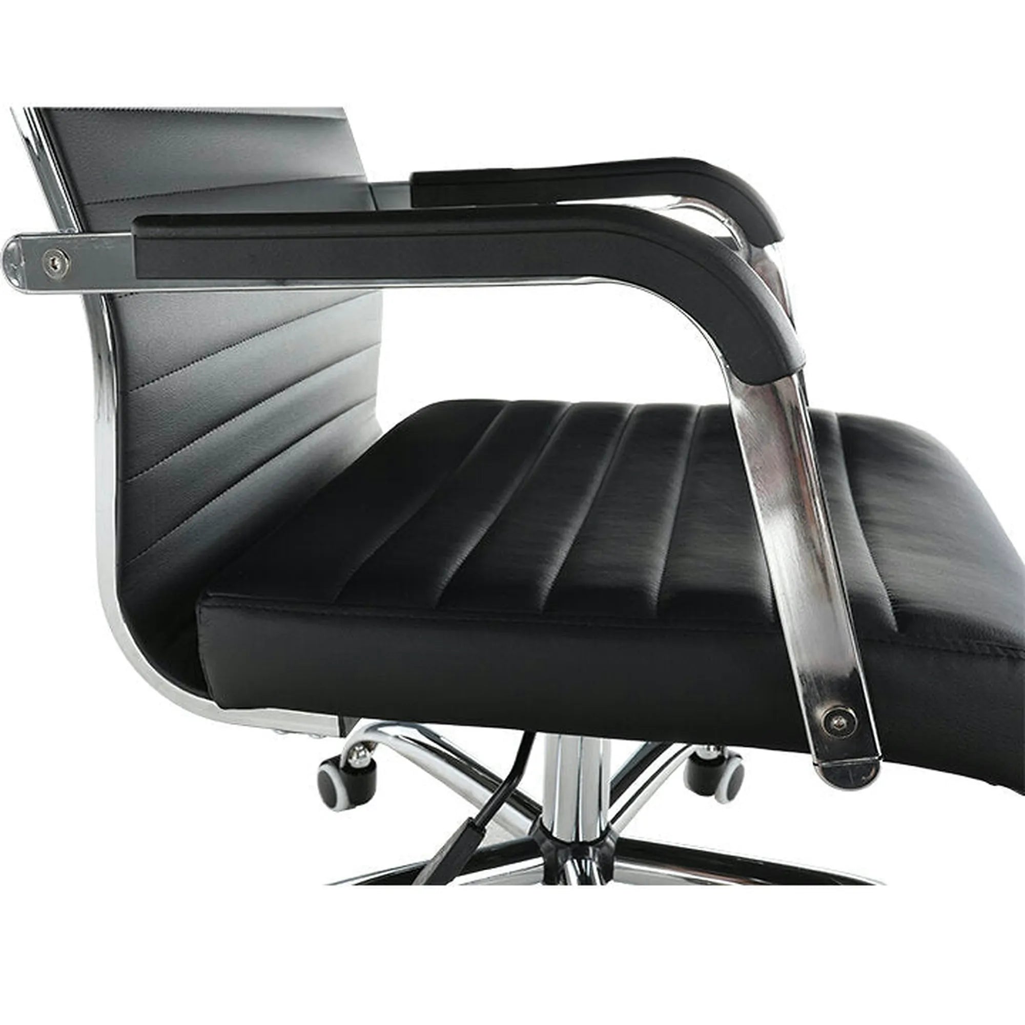 Scaun de birou FARAN, negru/crom, piele ecologica/metal, 54x63x102/110 cm