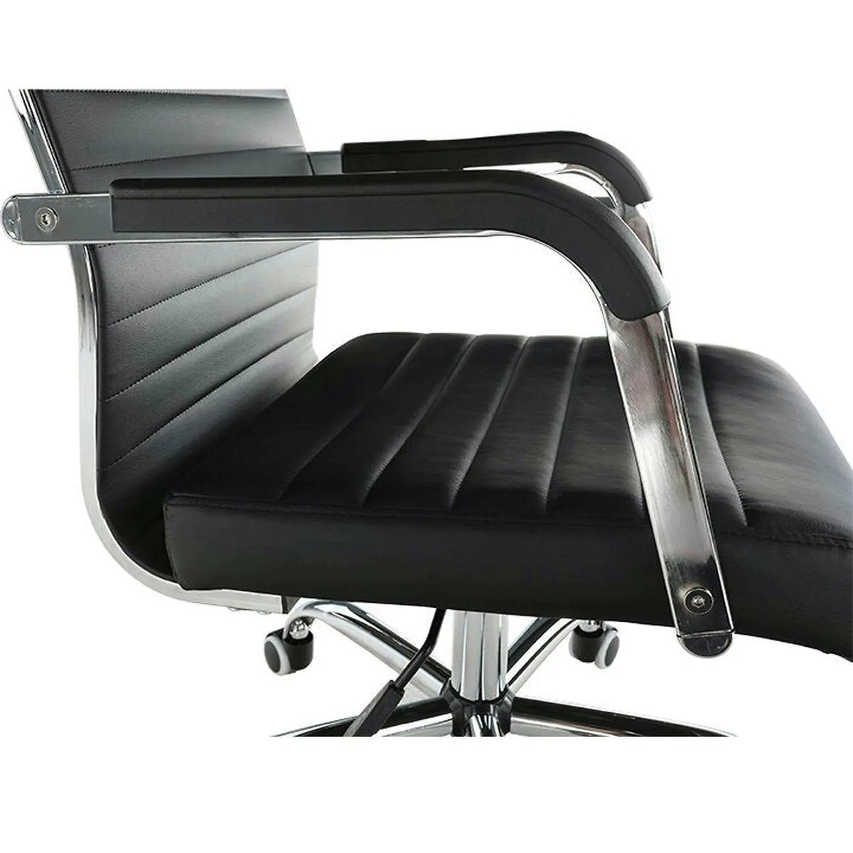 Scaun de birou FARAN, negru/crom, piele ecologica/metal, 54x63x102/110 cm