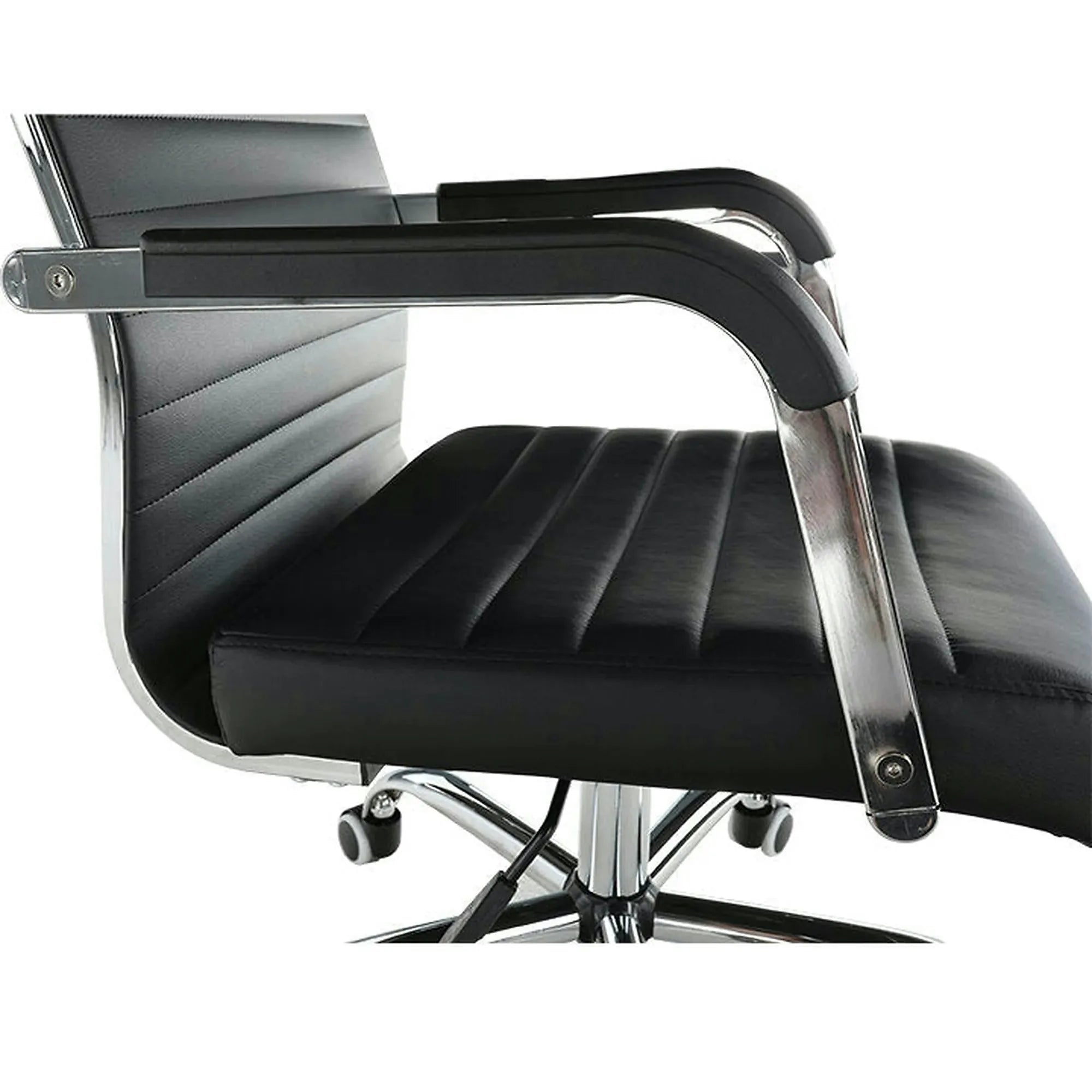 Scaun de birou FARAN, negru/crom, piele ecologica/metal, 54x63x102/110 cm