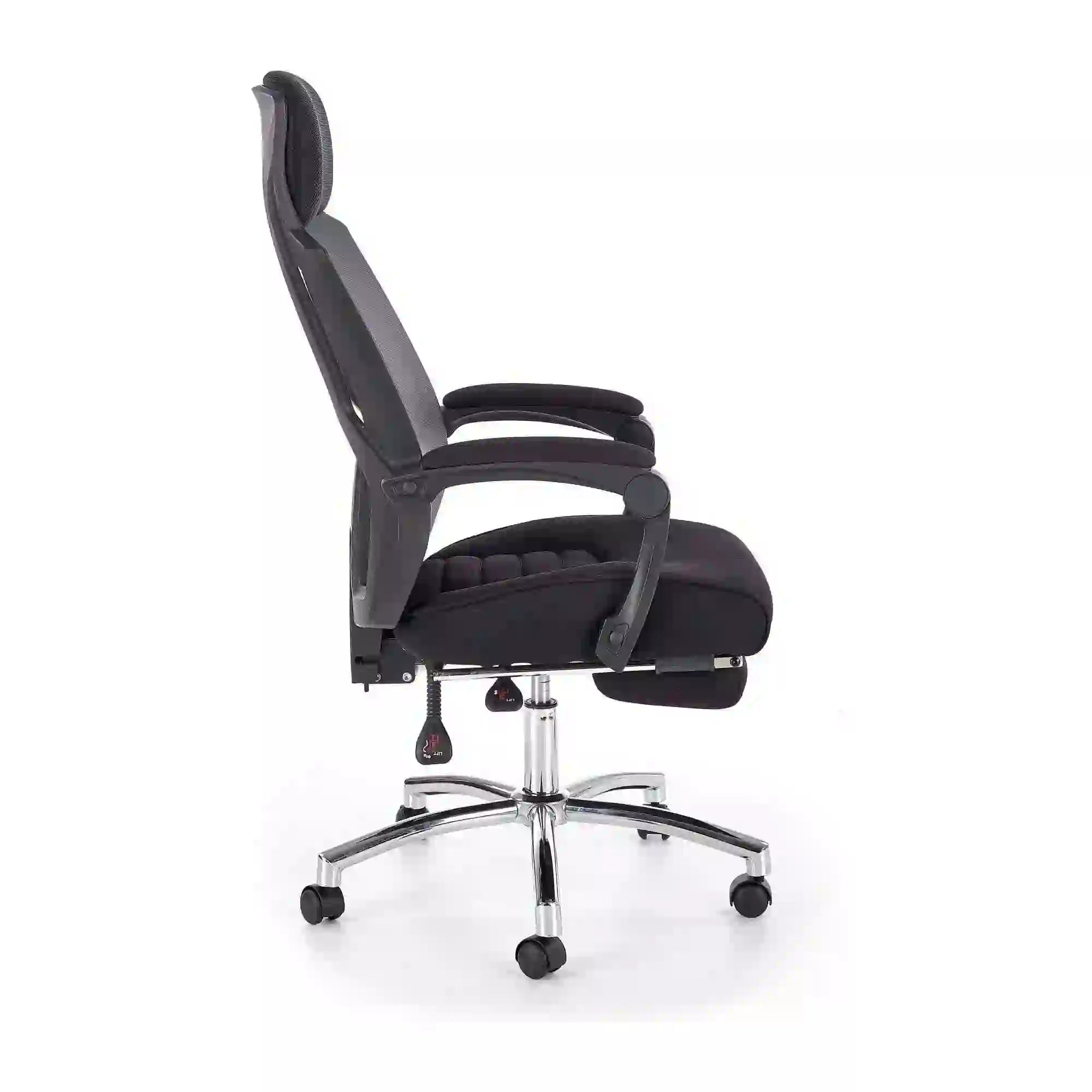 Scaun de birou FREEMAN, negru/crom, stofa/plasa/metal, 61x60x116/123 cm
