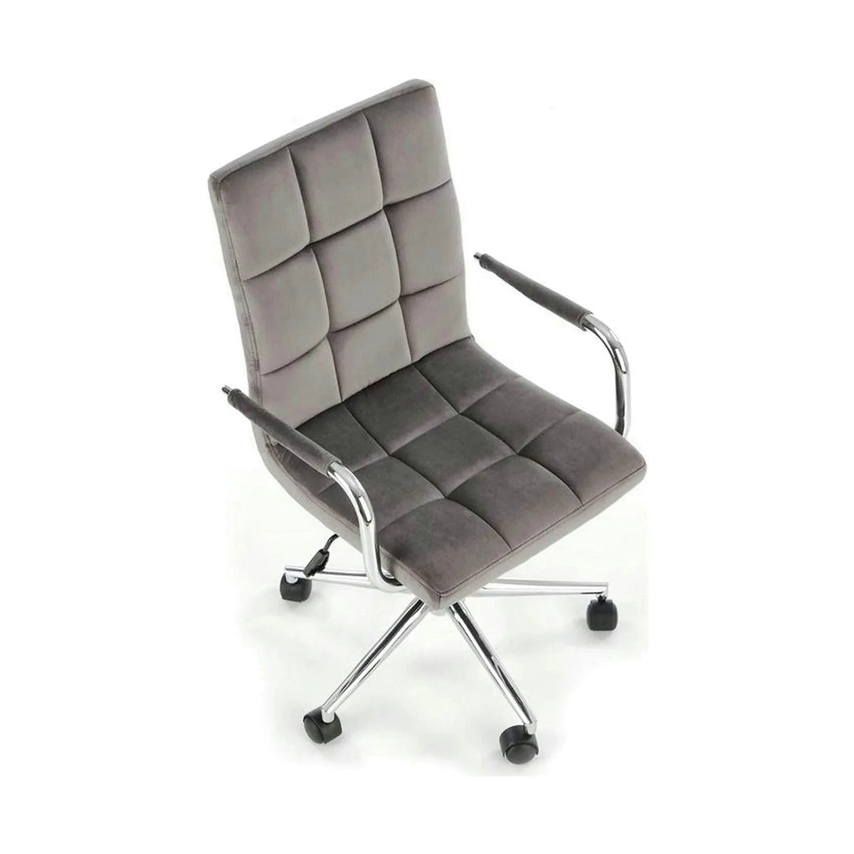 Scaun de birou GONZO 4, gri/crom, stofa catifelata/metal, 60x53x93/105 cm