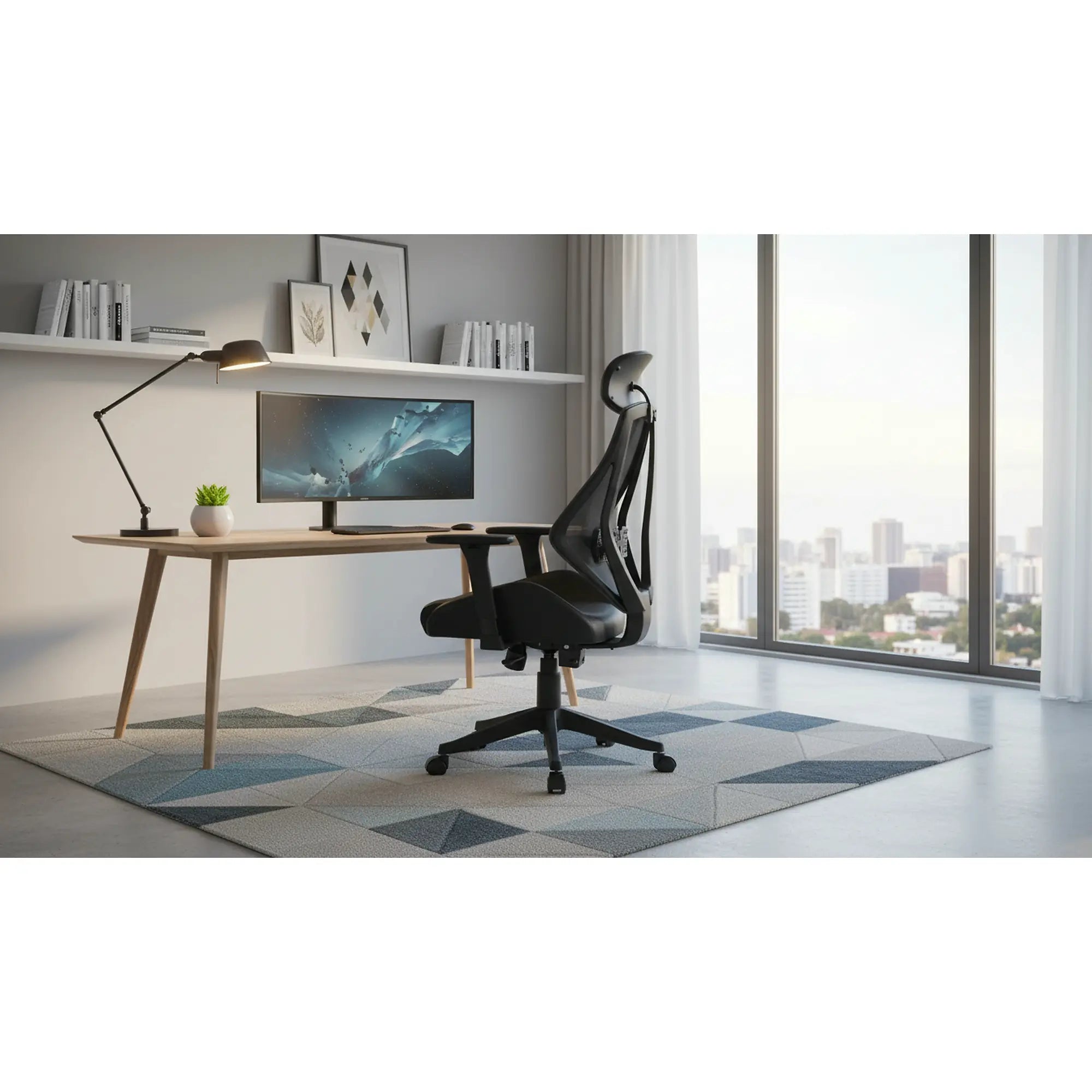 Scaun de birou HASEL, gri, piele ecologica/plasa, 68x78x110/118 cm