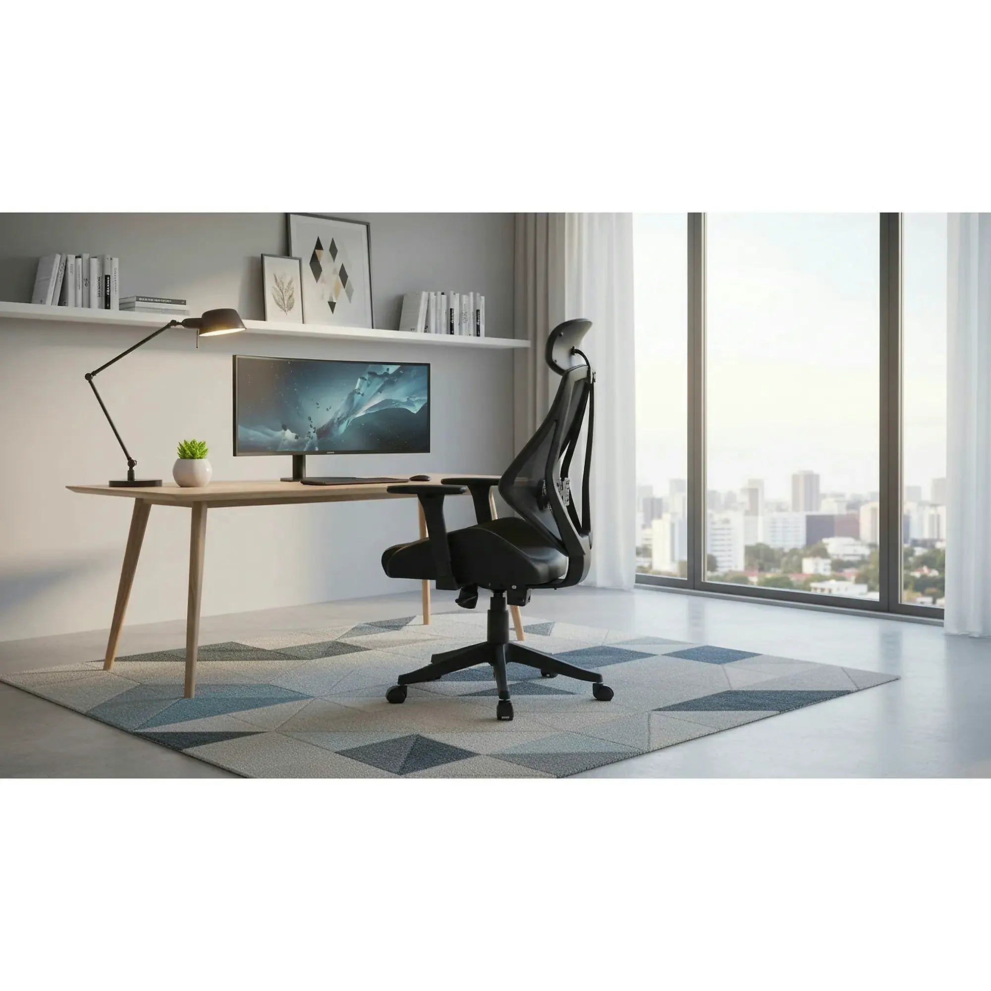 Scaun de birou HASEL, gri, piele ecologica/plasa, 68x78x110/118 cm
