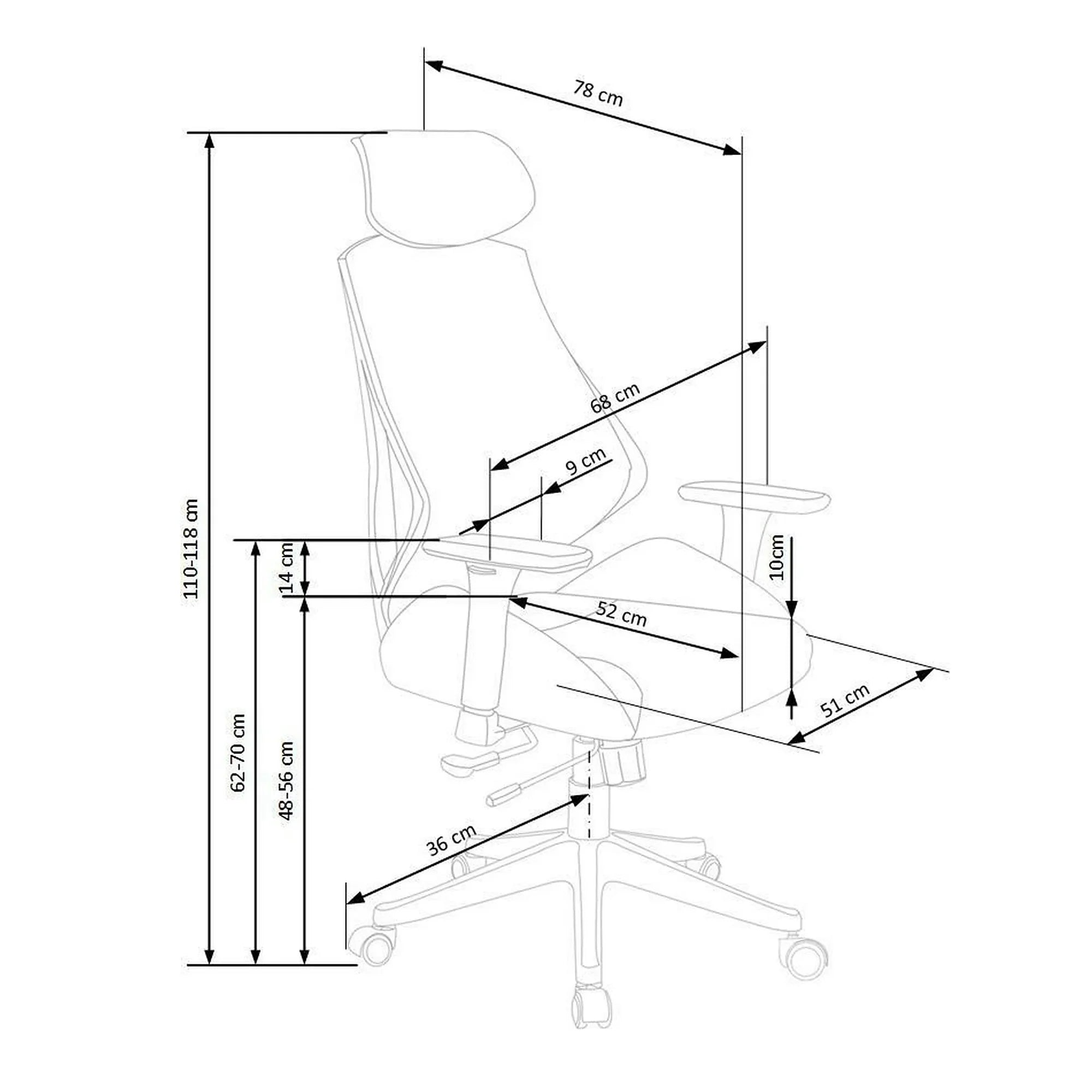 Scaun de birou HASEL, gri, piele ecologica/plasa, 68x78x110/118 cm