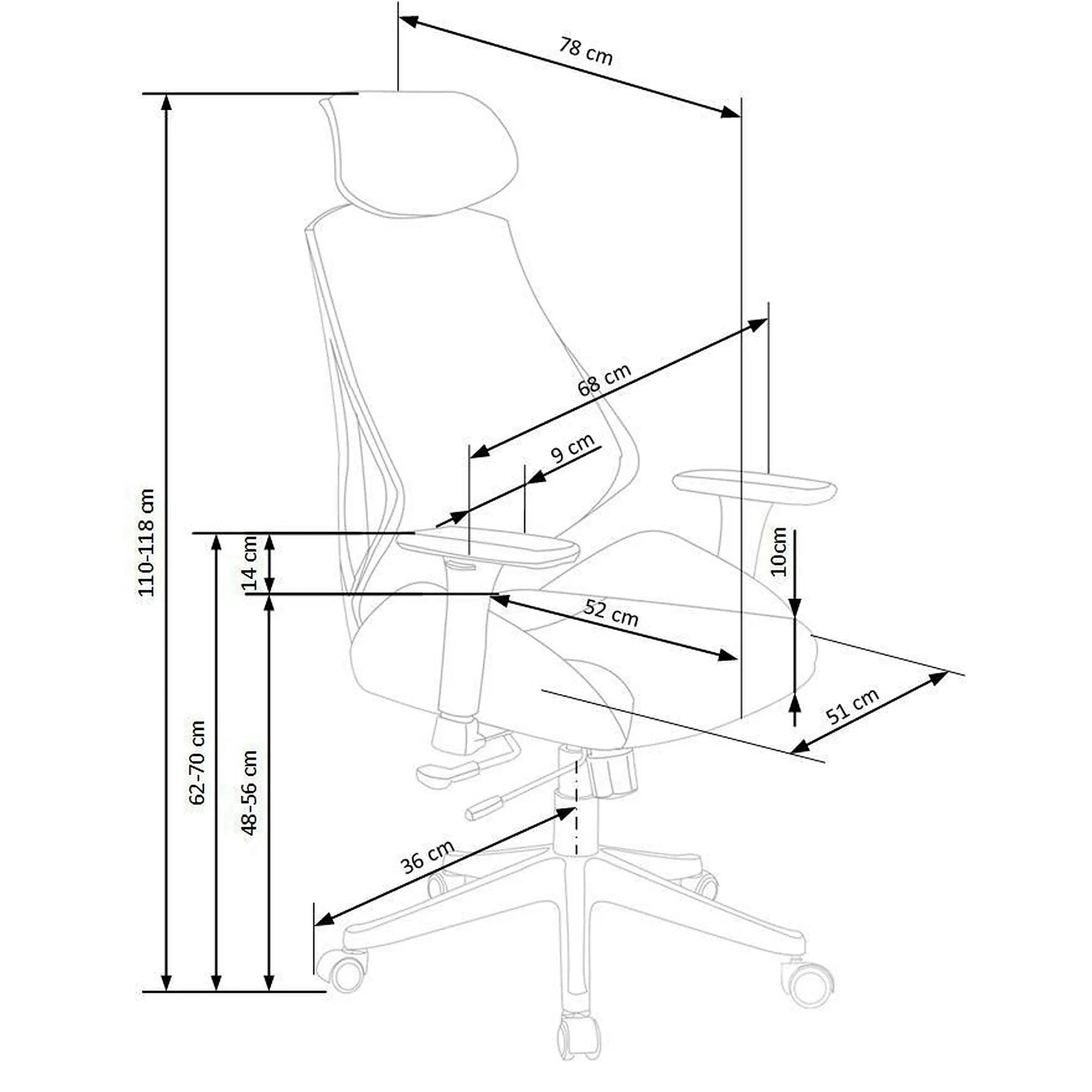 Scaun de birou HASEL, gri, piele ecologica/plasa, 68x78x110/118 cm