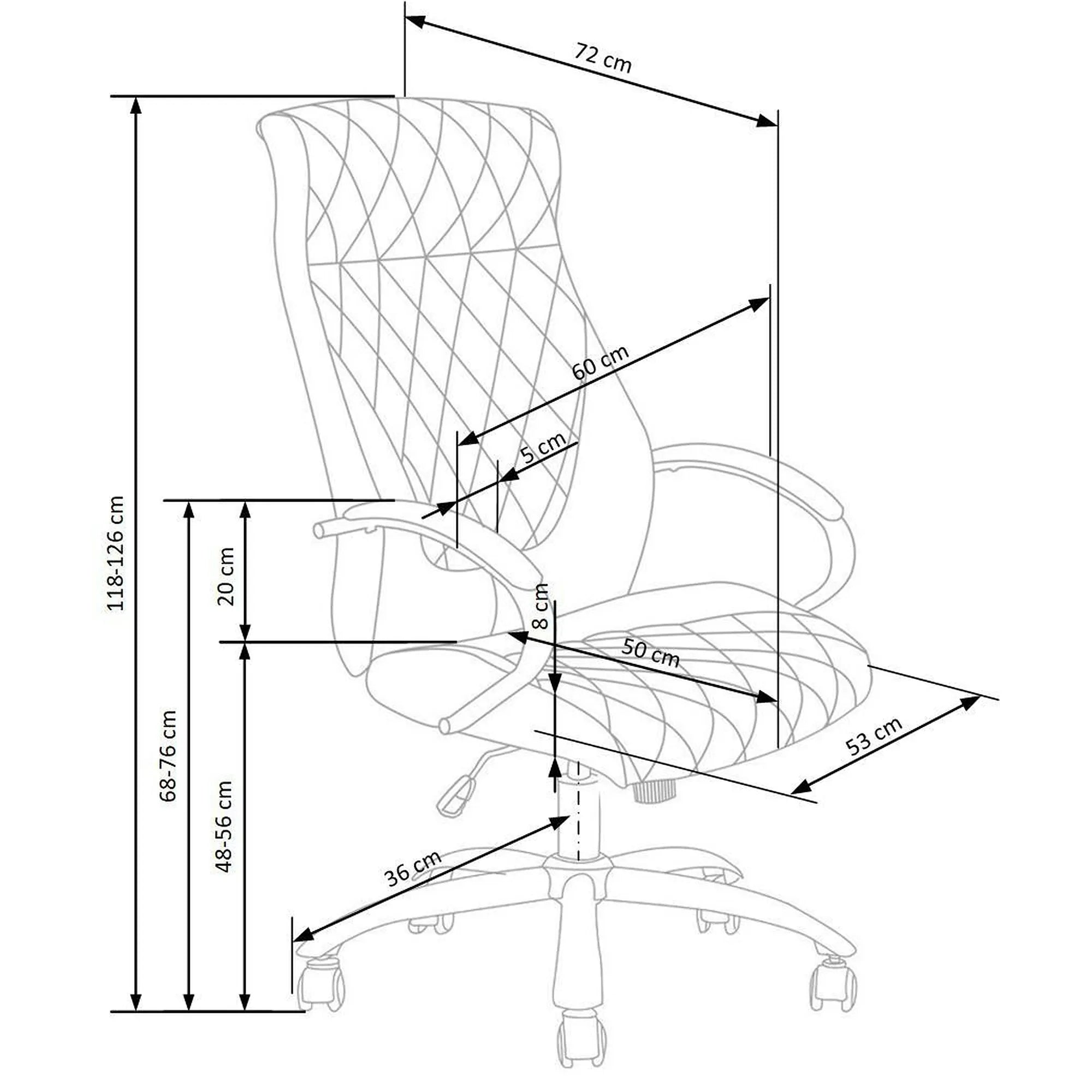 Scaun de birou HILTON, maro, piele ecologica, 60x72x118/126 cm