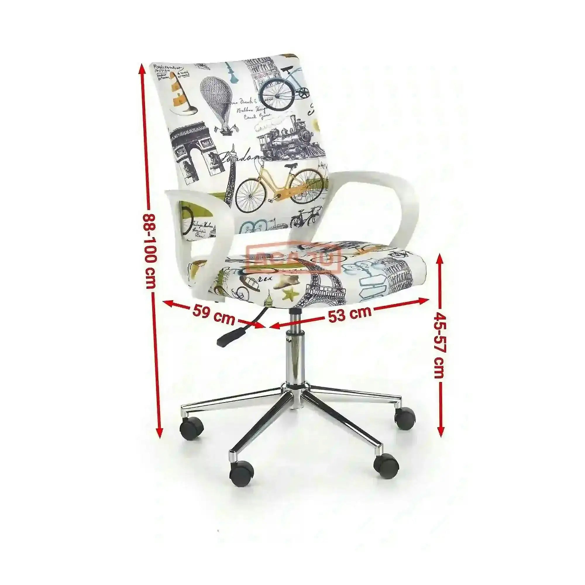 Scaun de birou IBIS PARIS, multicolor, stofa, 53x59x88/100 cm