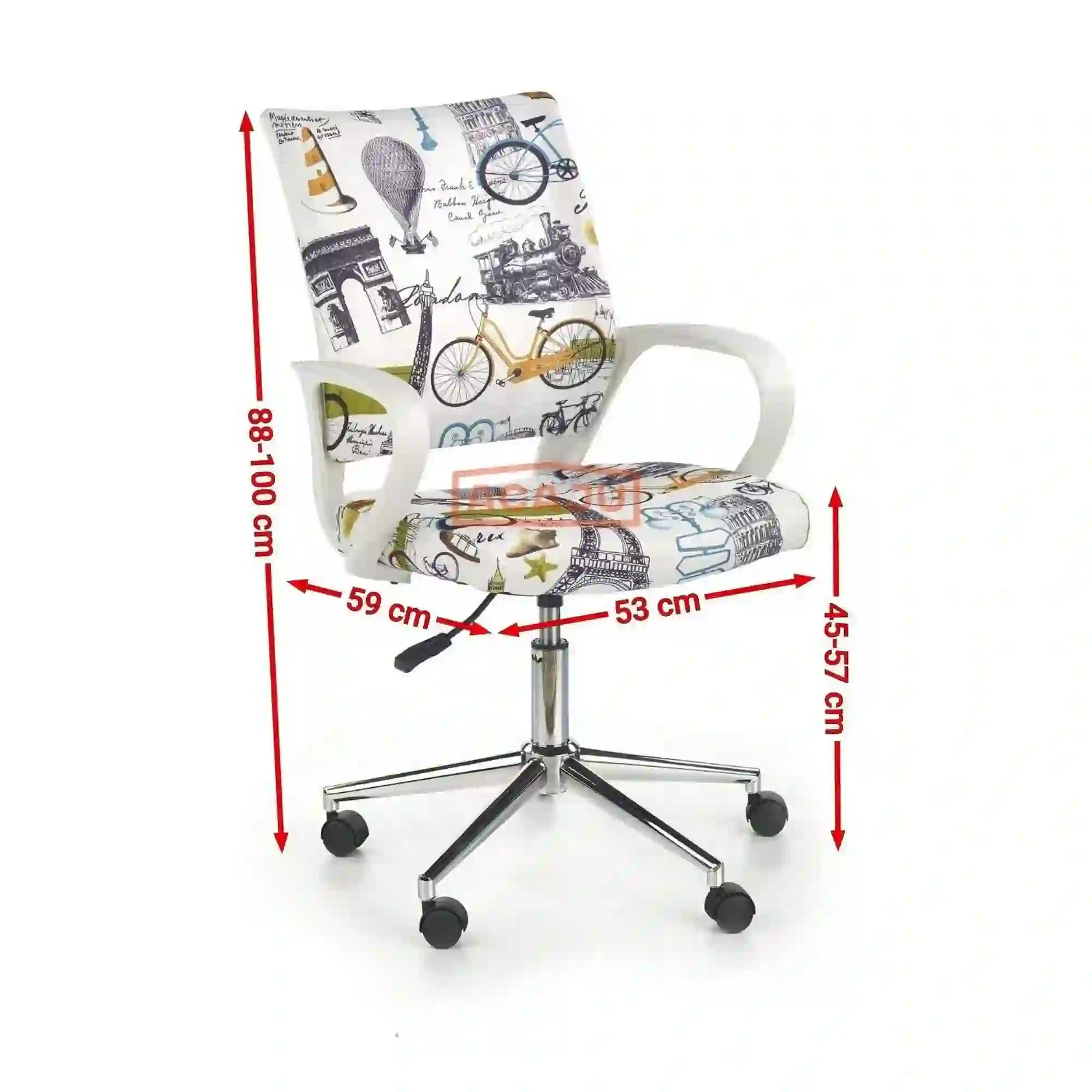 Scaun de birou IBIS PARIS, multicolor, stofa, 53x59x88/100 cm
