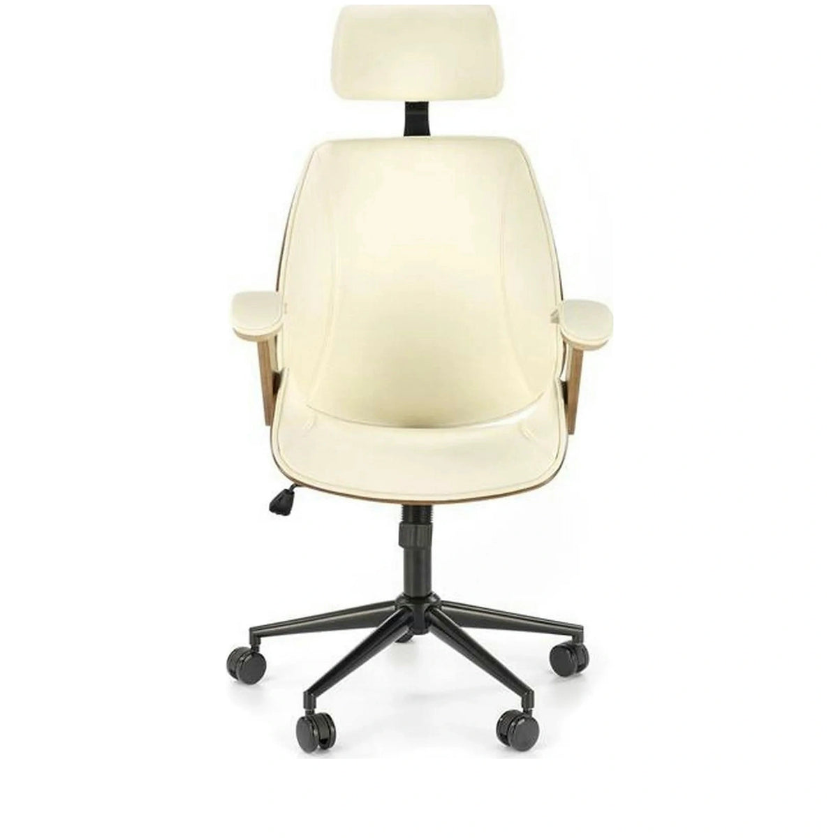 Scaun de birou IGNAZIO, crem/nuc, placaj indoit/piele ecologica, 62x70x119 cm
