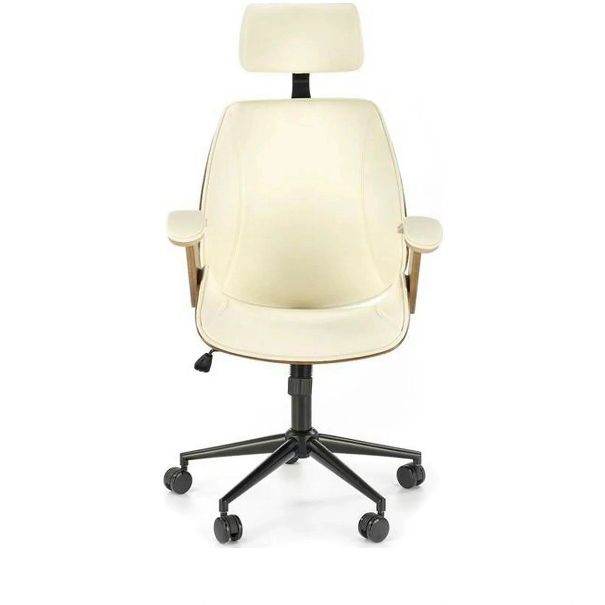 Scaun de birou IGNAZIO, crem/nuc, placaj indoit/piele ecologica, 62x70x119 cm