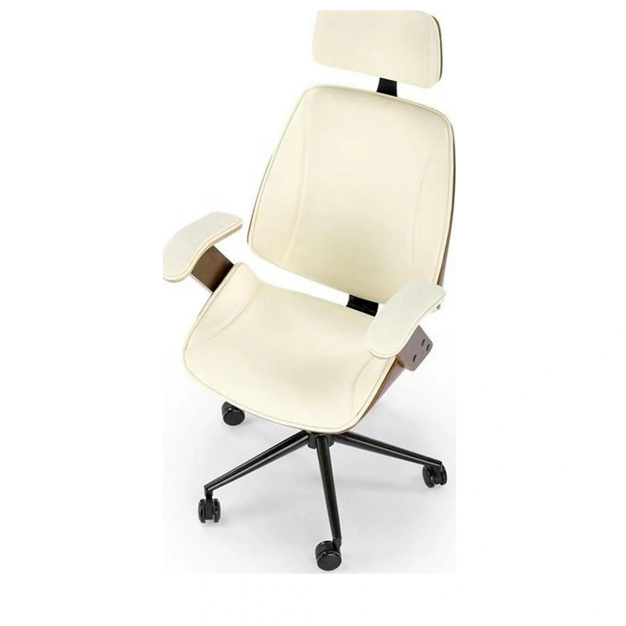 Scaun de birou IGNAZIO, crem/nuc, placaj indoit/piele ecologica, 62x70x119 cm