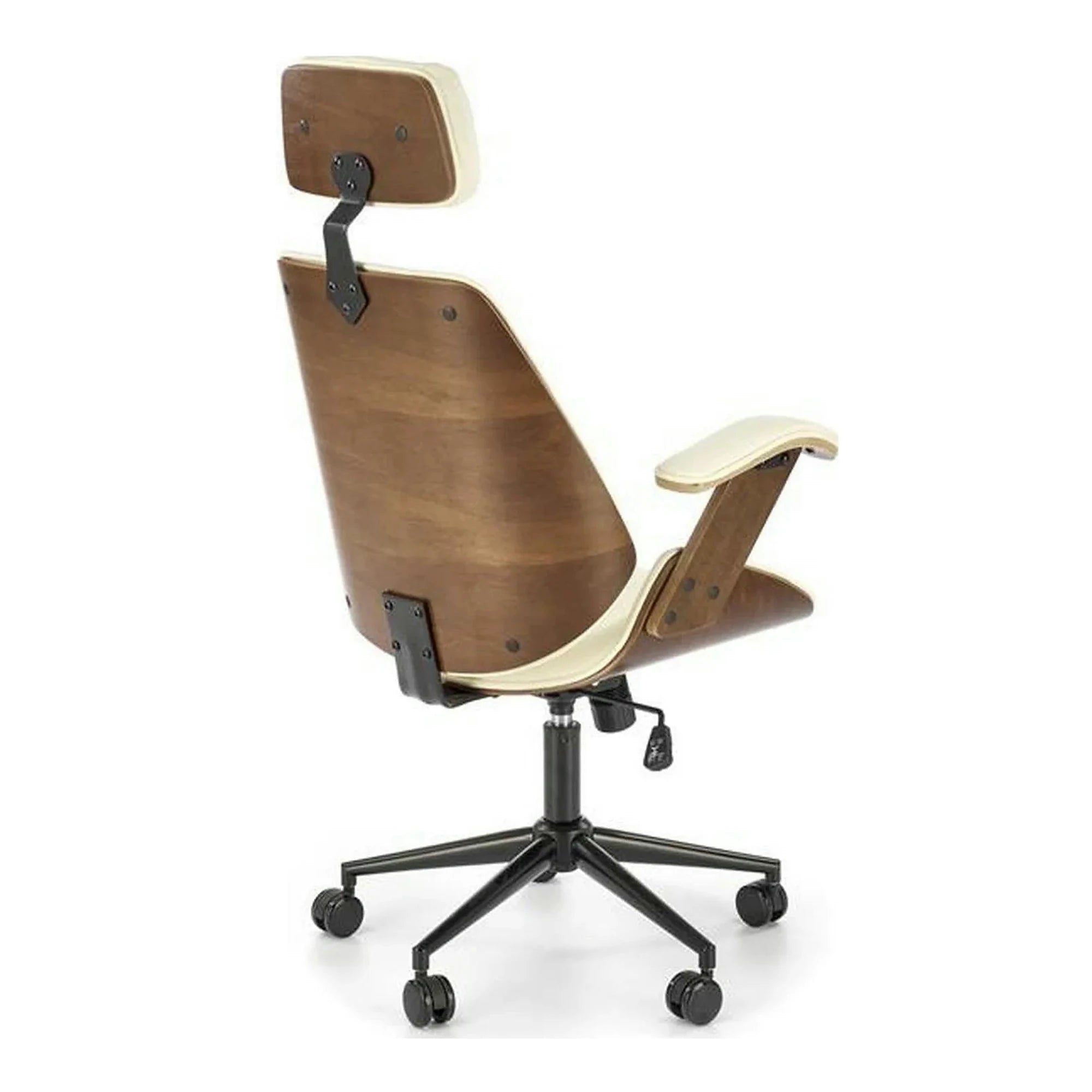 Scaun de birou IGNAZIO, crem/nuc, placaj indoit/piele ecologica, 62x70x119 cm