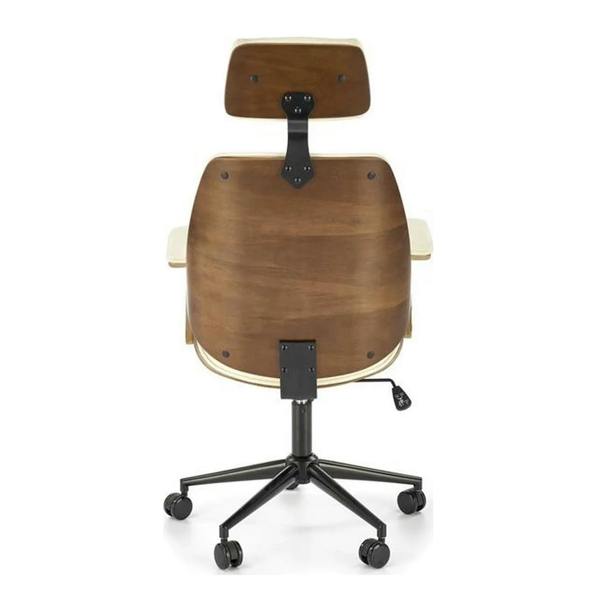 Scaun de birou IGNAZIO, crem/nuc, placaj indoit/piele ecologica, 62x70x119 cm