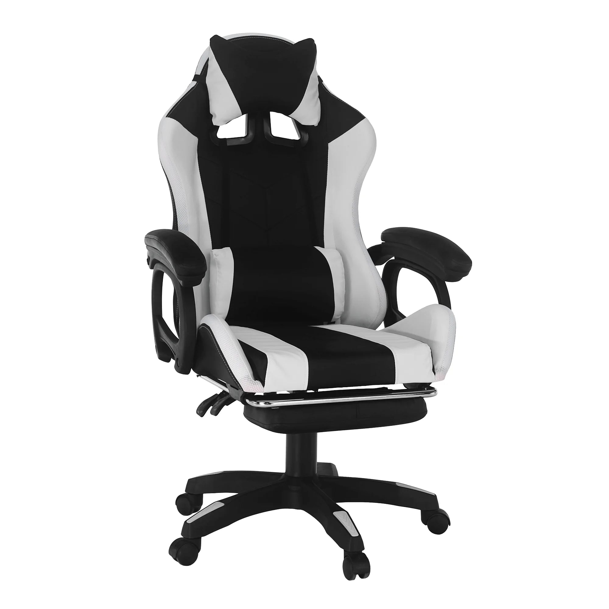 Scaun de birou JOVELA, negru/alb, piele ecologica, 65x65x114/124 cm