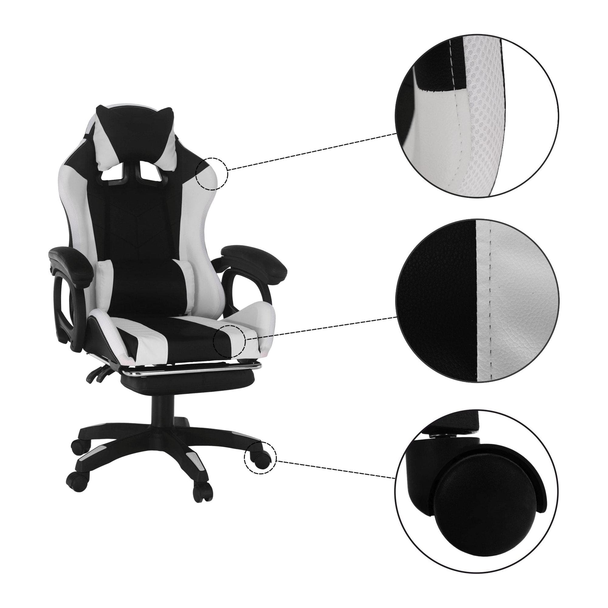 Scaun de birou JOVELA, negru/alb, piele ecologica, 65x65x114/124 cm