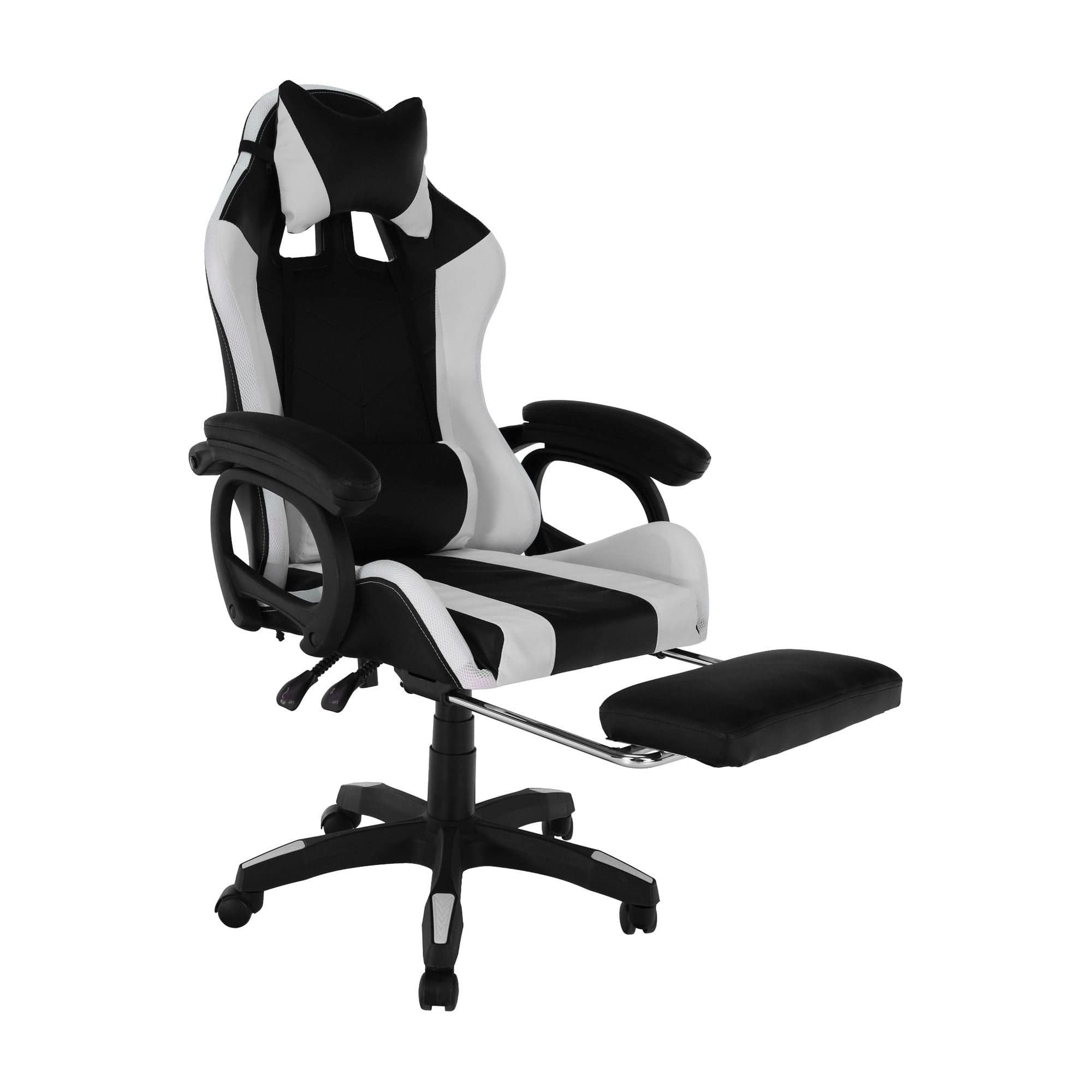 Scaun de birou JOVELA, negru/alb, piele ecologica, 65x65x114/124 cm